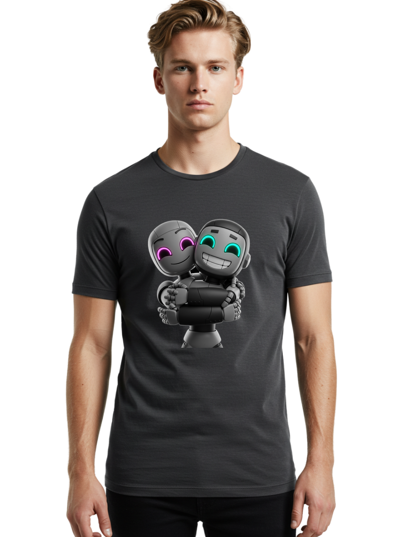 Gemini Men'S Graphic Tee, 100% Cotton, Comfortable Casual Summer Wear, Machine Washable, Ai Robots, Robot Friendship, Digital Companions, Futuristic Technology, Robotic Love, Innovative Design, Artificial Intelligence, Modern Robotics, Bae187