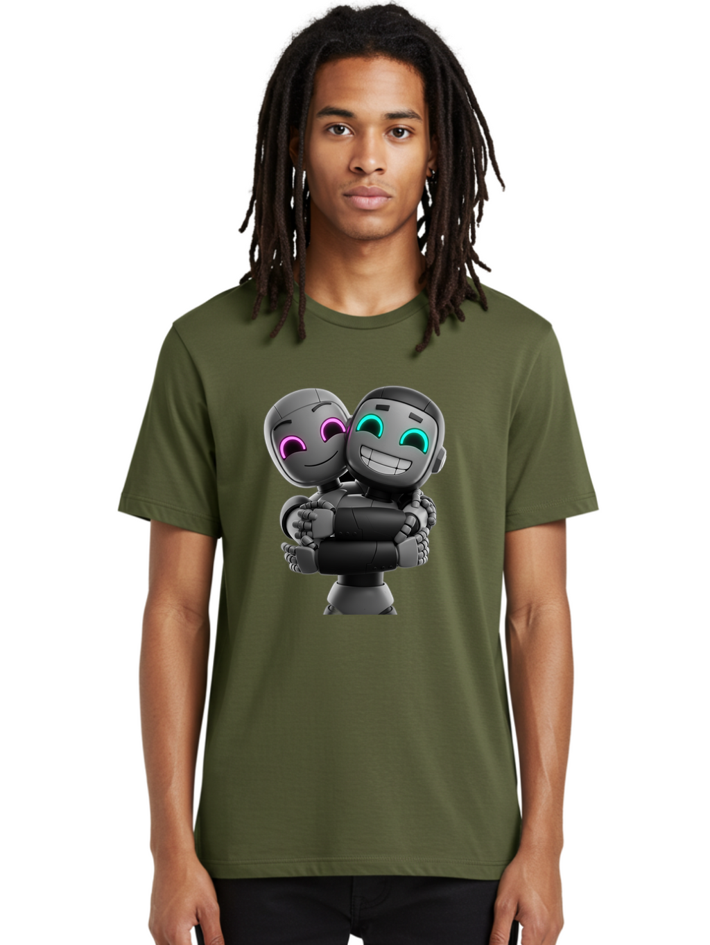Gemini Men'S Graphic Tee, 100% Cotton, Comfortable Casual Summer Wear, Machine Washable, Ai Robots, Robot Friendship, Digital Companions, Futuristic Technology, Robotic Love, Innovative Design, Artificial Intelligence, Modern Robotics, Bae187