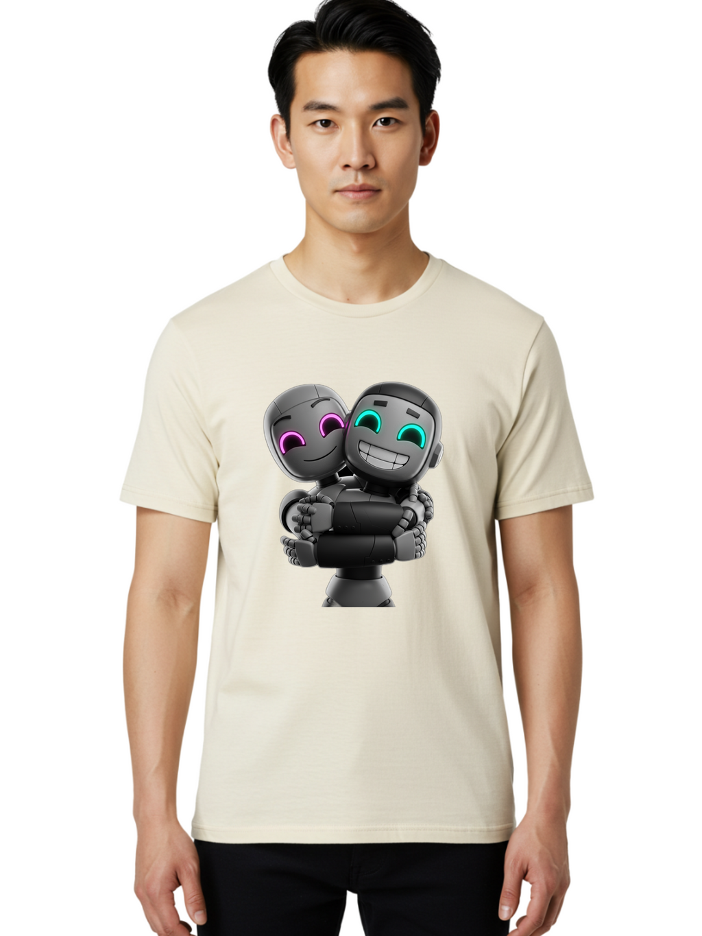 Gemini Men'S Graphic Tee, 100% Cotton, Comfortable Casual Summer Wear, Machine Washable, Ai Robots, Robot Friendship, Digital Companions, Futuristic Technology, Robotic Love, Innovative Design, Artificial Intelligence, Modern Robotics, Bae187