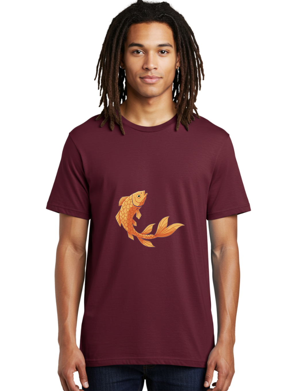 Goldfish-1 Men'S Graphic Tee, 100% Cotton, Comfortable Casual Summer Wear, Machine Washable, Goldfish, Orange Scales, Cartoon Character, Aquatic Life, Fish Illustration, Pet Fish, Koi Fish, Orange Fins, Orange Tail Bae188