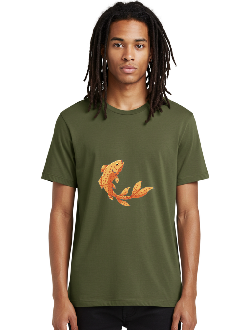 Goldfish-1 Men'S Graphic Tee, 100% Cotton, Comfortable Casual Summer Wear, Machine Washable, Goldfish, Orange Scales, Cartoon Character, Aquatic Life, Fish Illustration, Pet Fish, Koi Fish, Orange Fins, Orange Tail Bae188