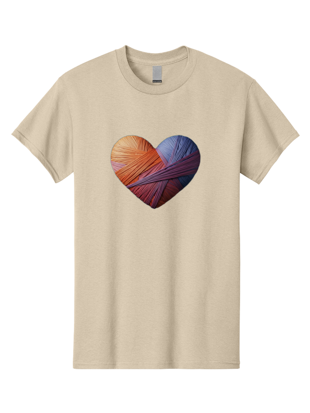 Heart Men'S Graphic Tee, 100% Cotton, Comfortable Casual Summer Wear, Machine Washable, Heart-Shaped Twine, Colorful Threads, Vibrant Colors, Twine Art, Heart Design, Handmade Craft, Creative Expression, Artistic, Yarn, Knitting Bae202