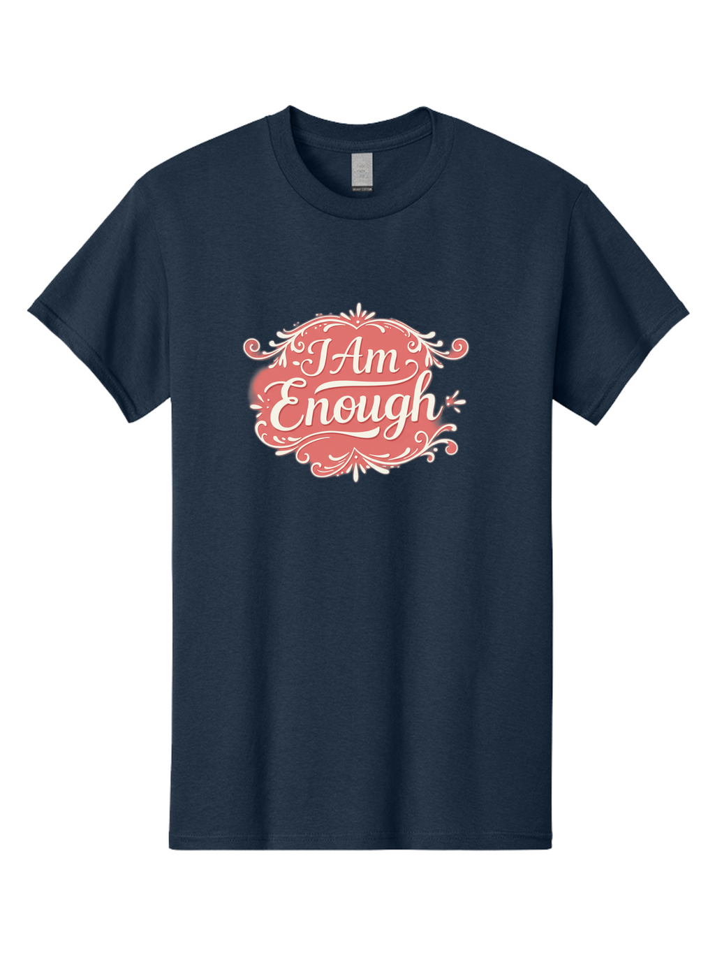 I-Am-Enough-3 Men'S Graphic Tee, 100% Cotton, Comfortable Casual Summer Wear, Machine Washable, Positive Affirmation, Self Love, Empowerment, Motivational Quote, Inspirational Message, Pink And White Design, Floral Elements, Bae207