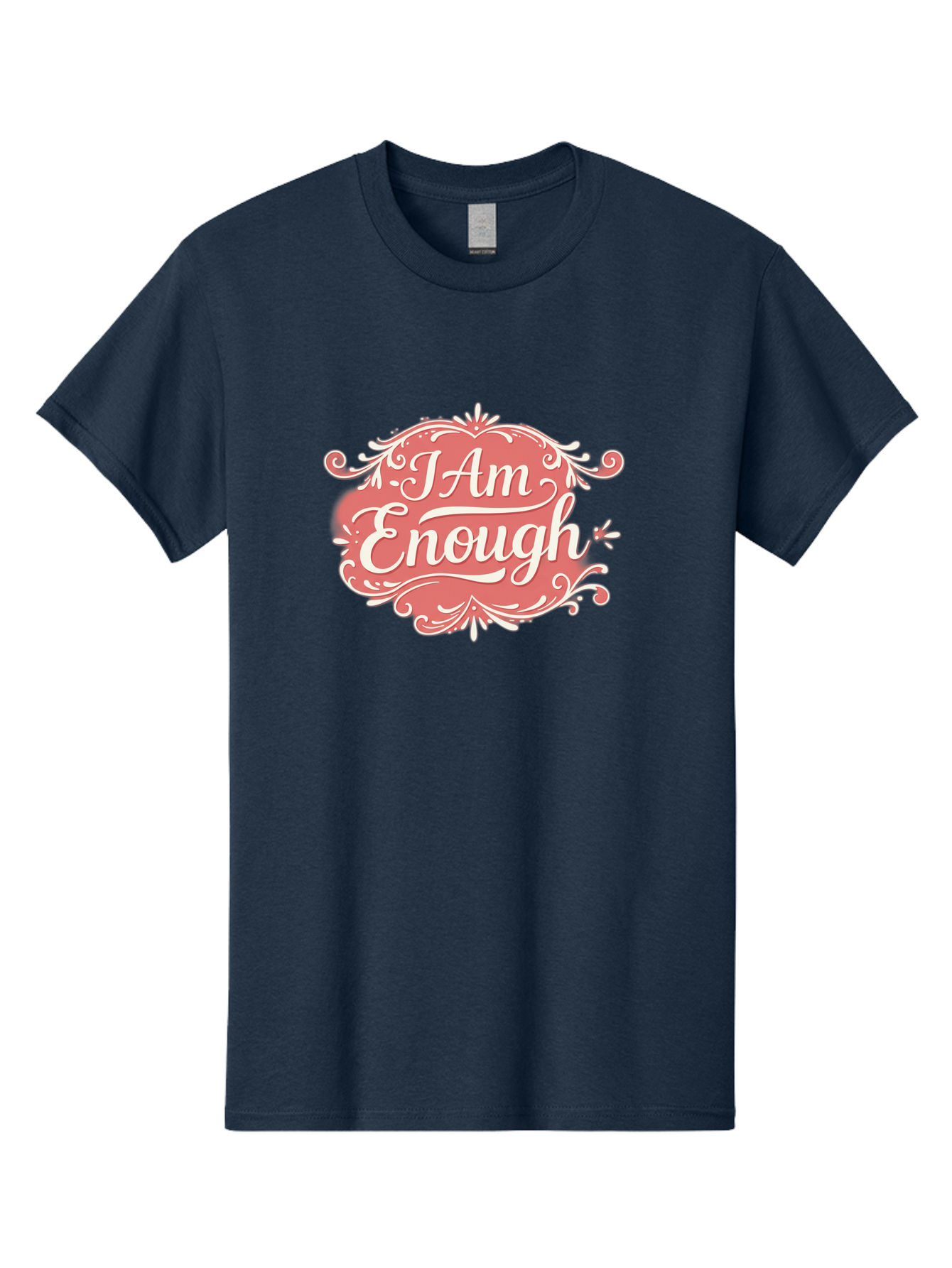 I-Am-Enough-3 Men'S Graphic Tee, 100% Cotton, Comfortable Casual Summer Wear, Machine Washable, Positive Affirmation, Self Love, Empowerment, Motivational Quote, Inspirational Message, Pink And White Design, Floral Elements, Bae207