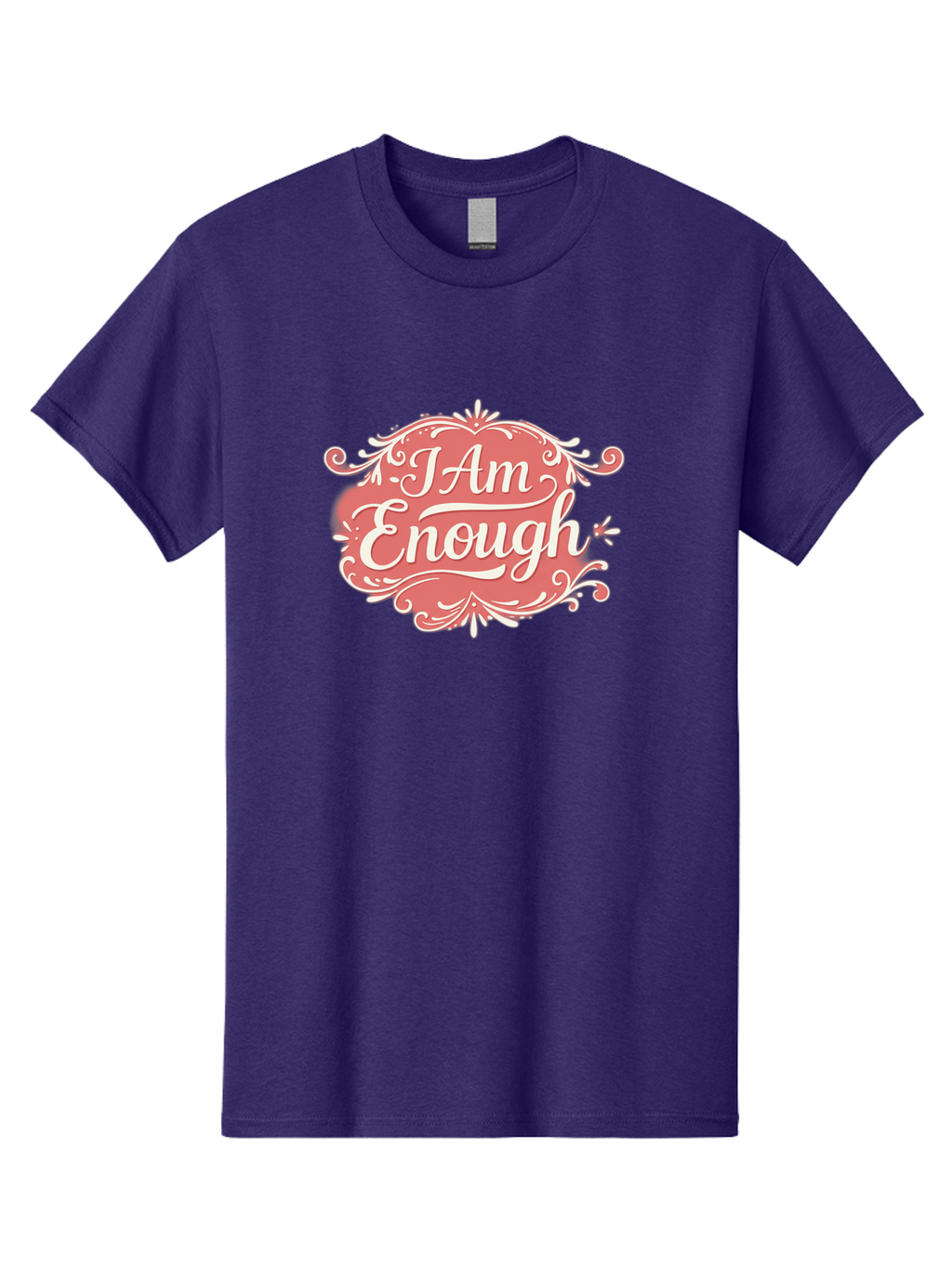 I-Am-Enough-3 Men'S Graphic Tee, 100% Cotton, Comfortable Casual Summer Wear, Machine Washable, Positive Affirmation, Self Love, Empowerment, Motivational Quote, Inspirational Message, Pink And White Design, Floral Elements, Bae207