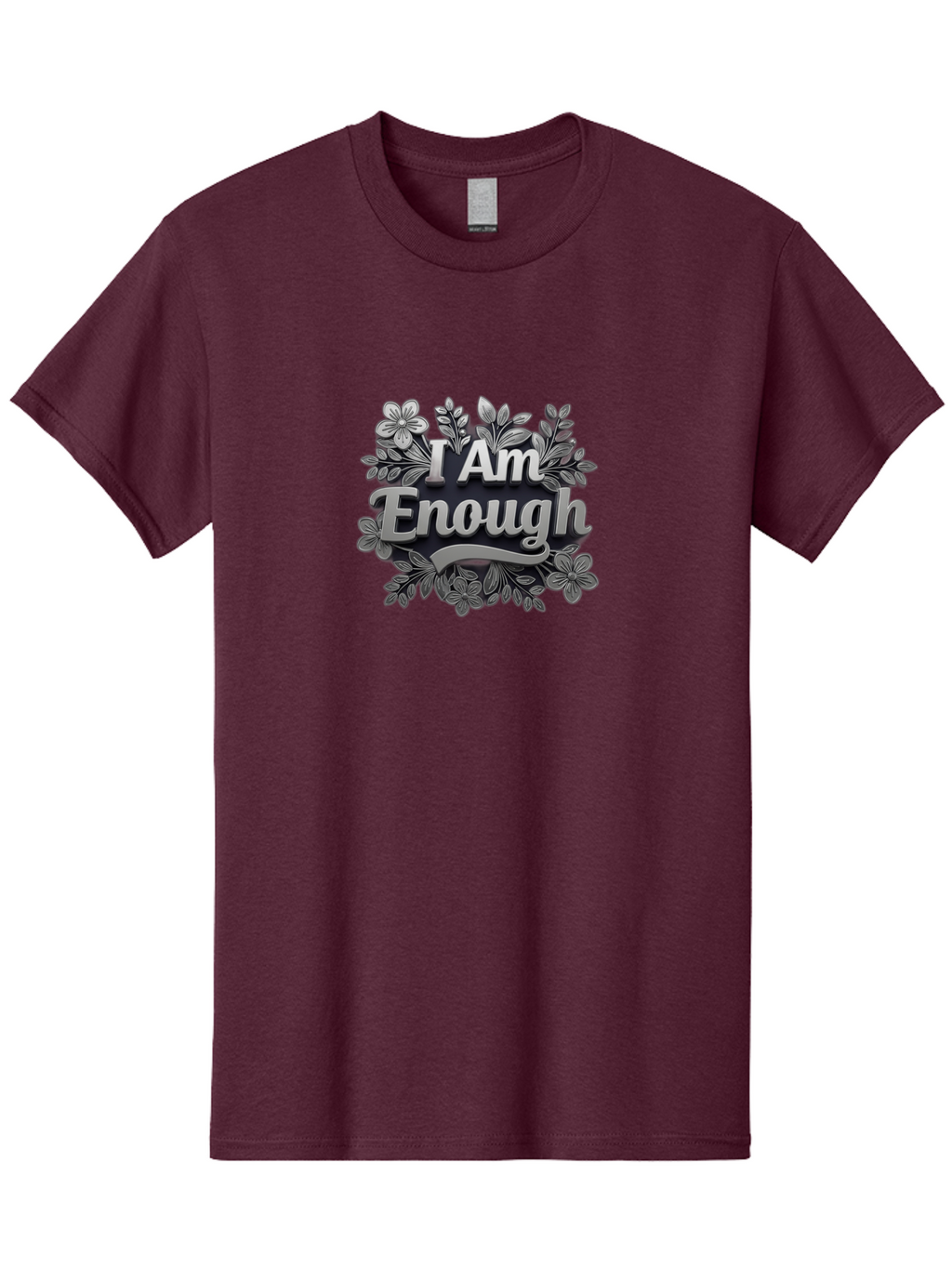I-Am-Enough-4 Men'S Graphic Tee, 100% Cotton, Comfortable Casual Summer Wear, Machine Washable, Empowerment Quote, Floral Wreath, Inspirational Message, Self-Love Affirmation, Motivational Phrase, Confidence Booster, Positive Words Bae208