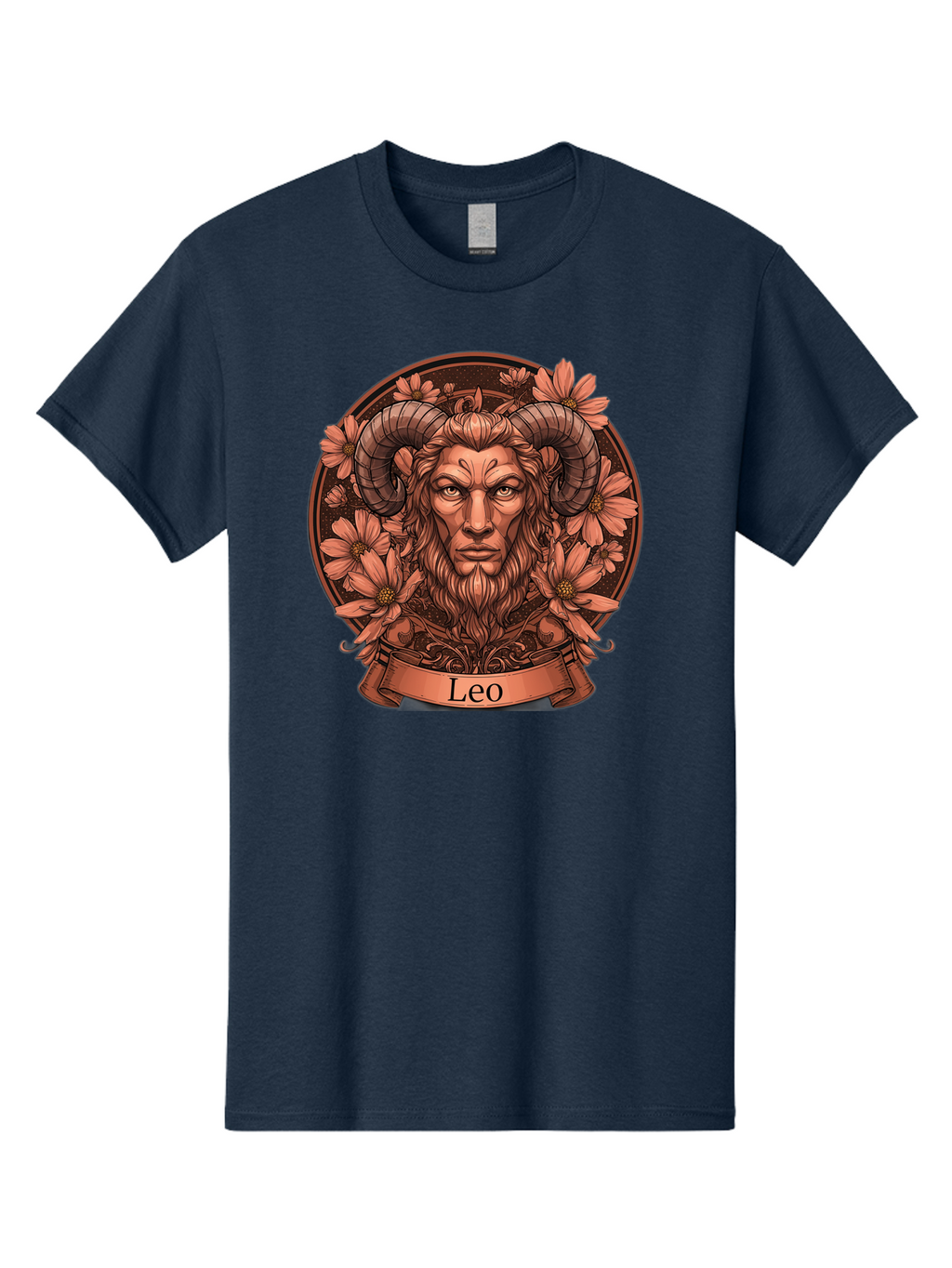 Leo-Zodiac Men'S Graphic Tee, 100% Cotton, Comfortable Casual Summer Wear, Machine Washable, Zodiac Sign, Astrological Symbol, Leo Horoscope, Mythical Creature, Floral Design, Ornate Illustration, Symbolic Representation, Mystical Art, Bae215
