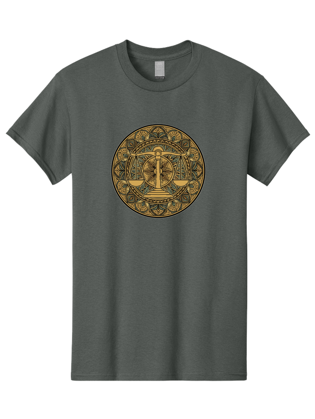 Libra-Symbol Men'S Graphic Tee, 100% Cotton, Comfortable Casual Summer Wear, Machine Washable, Mandala Art, Libra Zodiac Sign, Balance Scales, Intricate Designs, Symbolic Representation, Astrology, Justice, Harmony, Equilibrium, Bae220