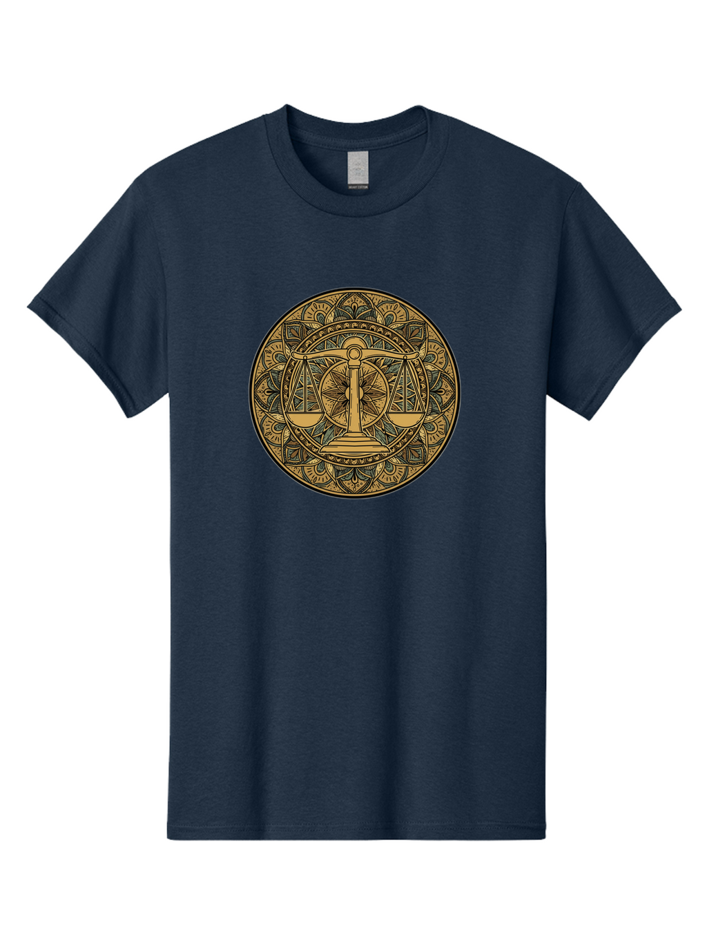 Libra-Symbol Men'S Graphic Tee, 100% Cotton, Comfortable Casual Summer Wear, Machine Washable, Mandala Art, Libra Zodiac Sign, Balance Scales, Intricate Designs, Symbolic Representation, Astrology, Justice, Harmony, Equilibrium, Bae220