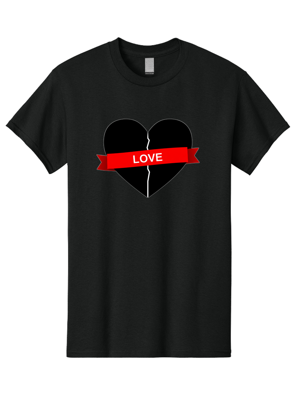 Love-Broken-Heart Men'S Graphic Tee, 100% Cotton, Comfortable Casual Summer Wear, Machine Washable, Broken Heart, Heartbreak, Love Symbol, Red Ribbon, White Text, Split Heart, Cracked Heart, Heart Illustration, Heart Graphic, Torn Love Bae224