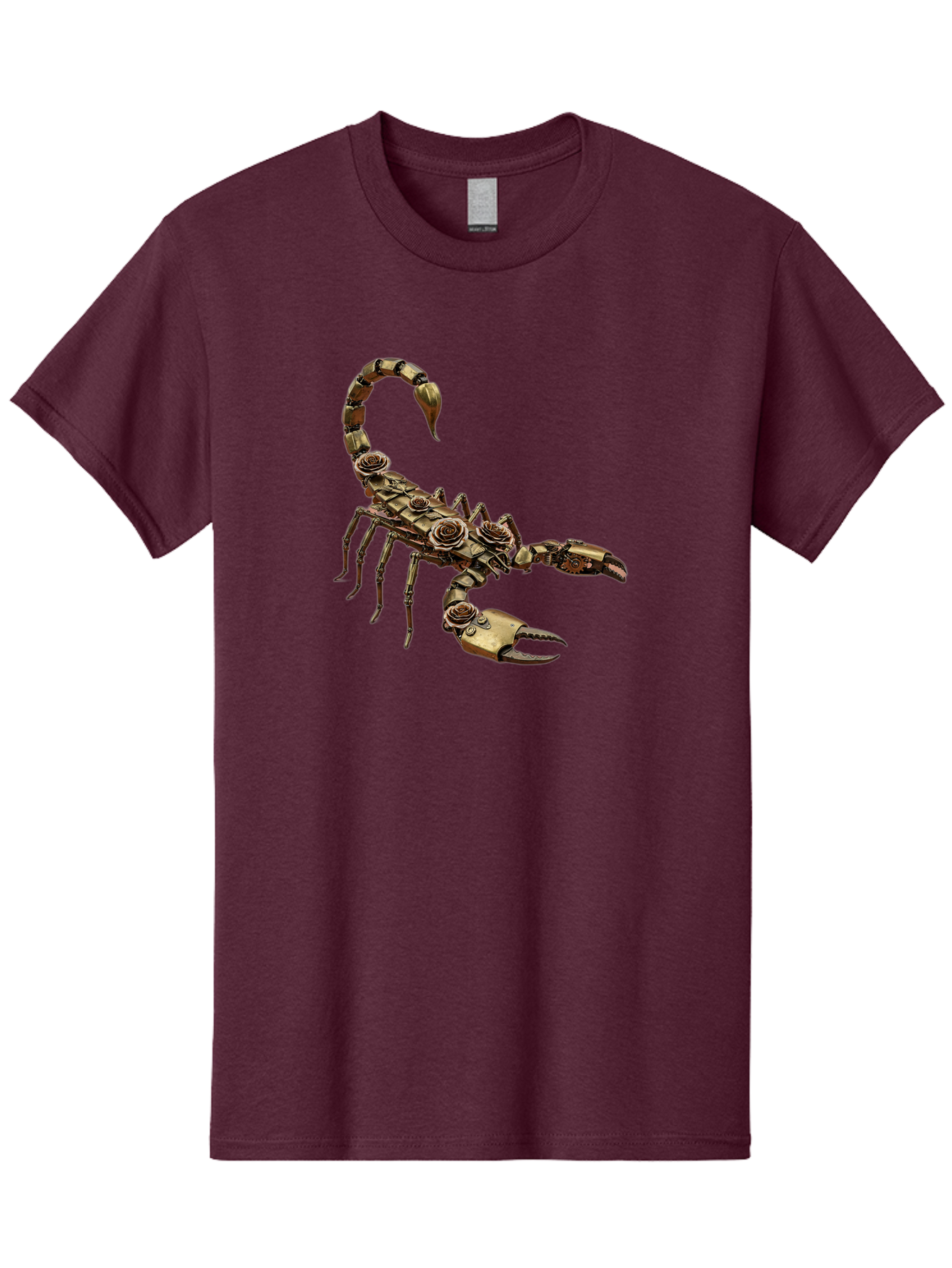 Mechanical-Scorpion Men'S Graphic Tee, 100% Cotton, Comfortable Casual Summer Wear, Machine Washable, Metallic Scorpion, Robotic Creature, Mechanical Arachnid, Futuristic Design, Steampunk Insect, Science Fiction Art, Robotic Exoskeleton, Bae229
