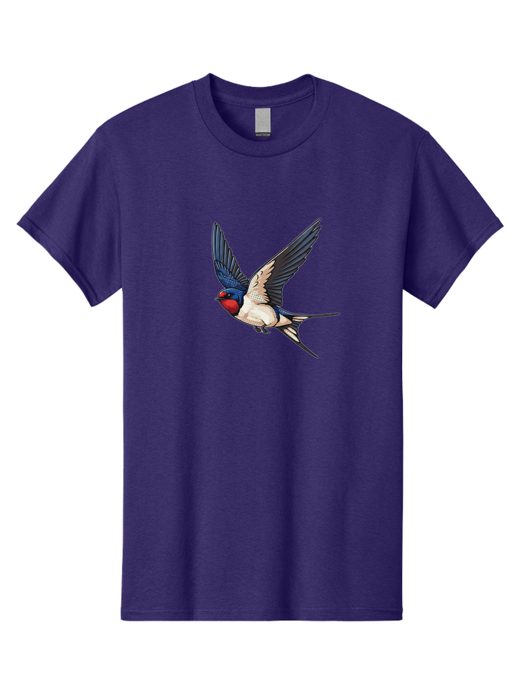 Red-Faced-Swallow Men'S Graphic Tee, 100% Cotton, Comfortable Casual Summer Wear, Machine Washable, Swallow In Flight, Bird Species, Wingspan, Feather Details, Red Face, Blue Wings, White Belly, Dynamic Pose, Wildlife Illustration, Avian Art Bae248
