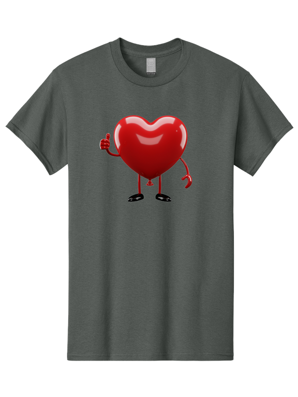 Red-Heart-Character-2 Men'S Graphic Tee, 100% Cotton, Comfortable Casual Summer Wear, Machine Washable, Heart Character With Thumbs Up, Red Heart, Love Symbol, Cartoon Heart, Happiness, Heart Shape, Love Icon, Positive Gesture, Bae250