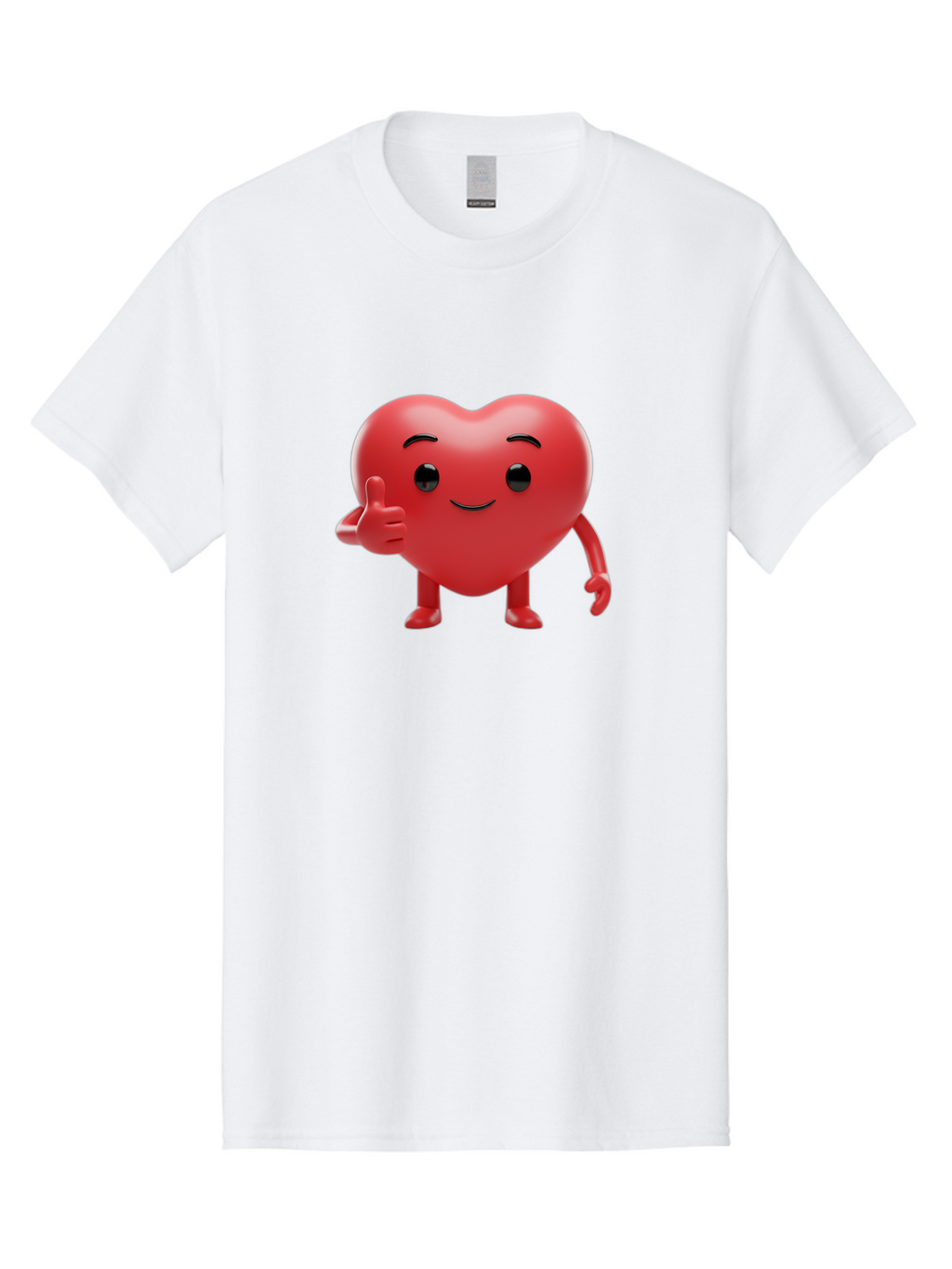 Red-Heart-Emoji Men'S Graphic Tee, 100% Cotton, Comfortable Casual Summer Wear, Machine Washable, Red Heart Character, Cartoon Heart, Heart With Arms And Legs, Thumbs Up Heart, Smiling Heart, Happy Heart, 3D Heart Character, Cute Heart Mascot Bae252