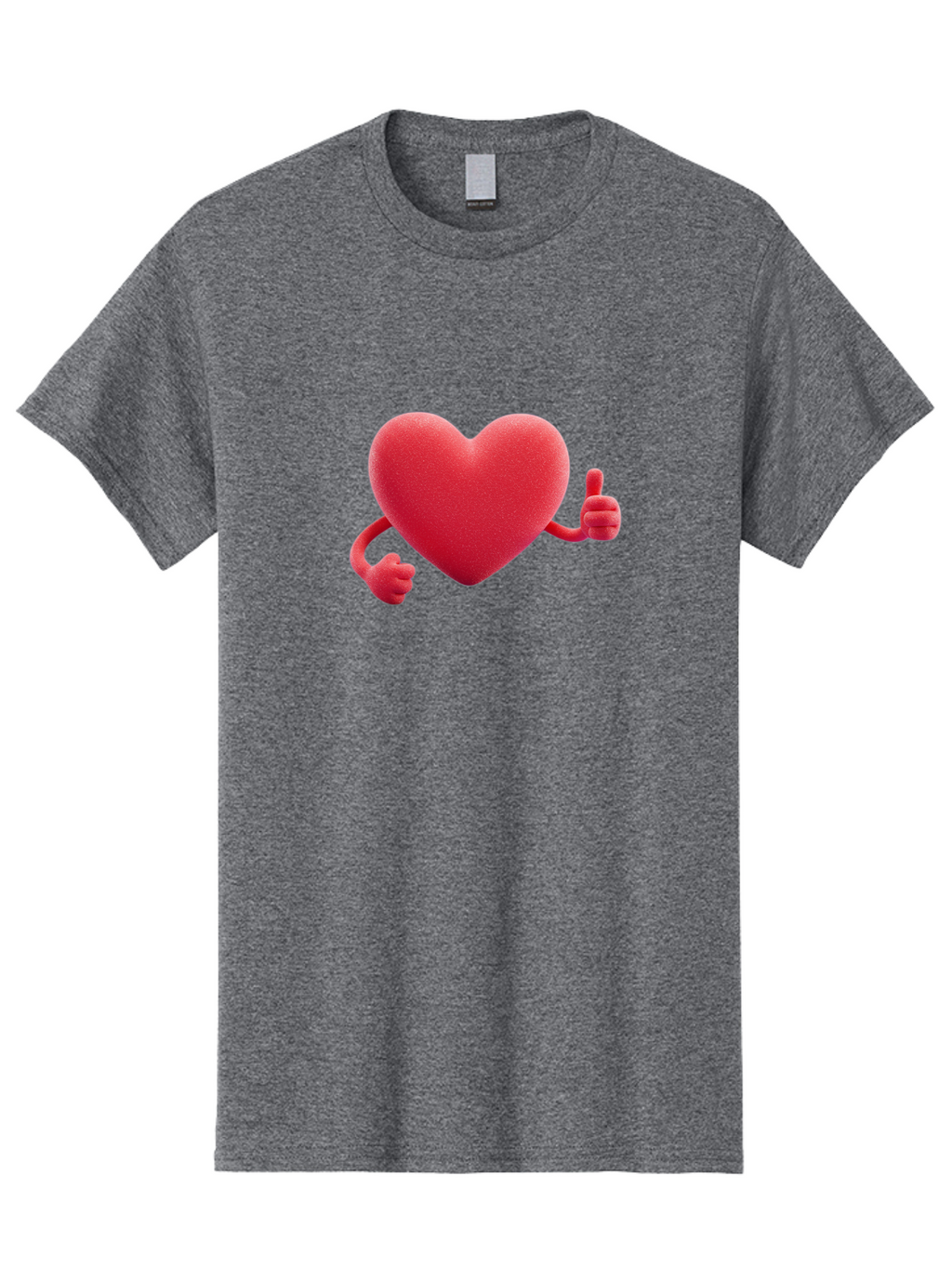 Red-Heart Men'S Graphic Tee, 100% Cotton, Comfortable Casual Summer Wear, Machine Washable, Red Heart Character, Thumbs Up Gesture, Cartoon Heart, Approval Symbol, Love Icon, Positivity, Heart Symbol, Cute Illustration, Heart Gesture Bae255