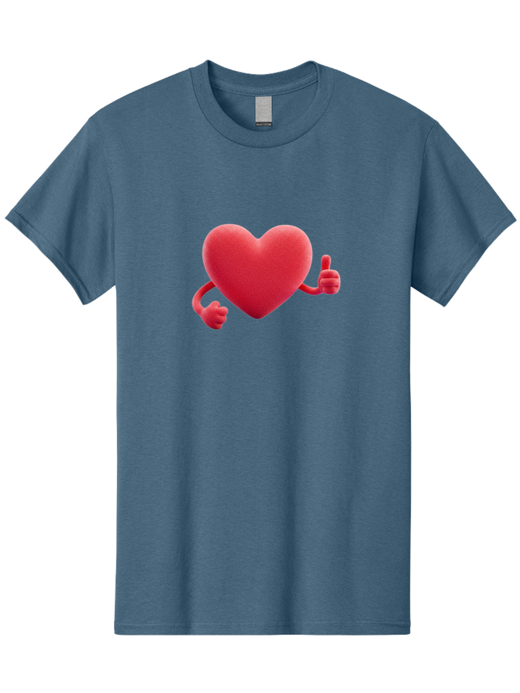 Red-Heart Men'S Graphic Tee, 100% Cotton, Comfortable Casual Summer Wear, Machine Washable, Red Heart Character, Thumbs Up Gesture, Cartoon Heart, Approval Symbol, Love Icon, Positivity, Heart Symbol, Cute Illustration, Heart Gesture Bae255