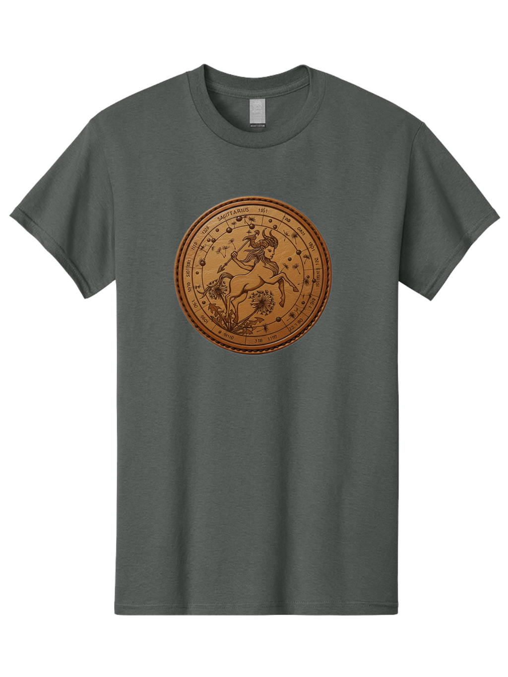 Sagittarius Men'S Graphic Tee, 100% Cotton, Comfortable Casual Summer Wear, Machine Washable, Sagittarius Zodiac Sign, Centaur Archer, Astrology Symbol, Horoscope Illustration, Dandelion Flowers, Celestial Map, Ancient Mythology, Mystical Art Bae263