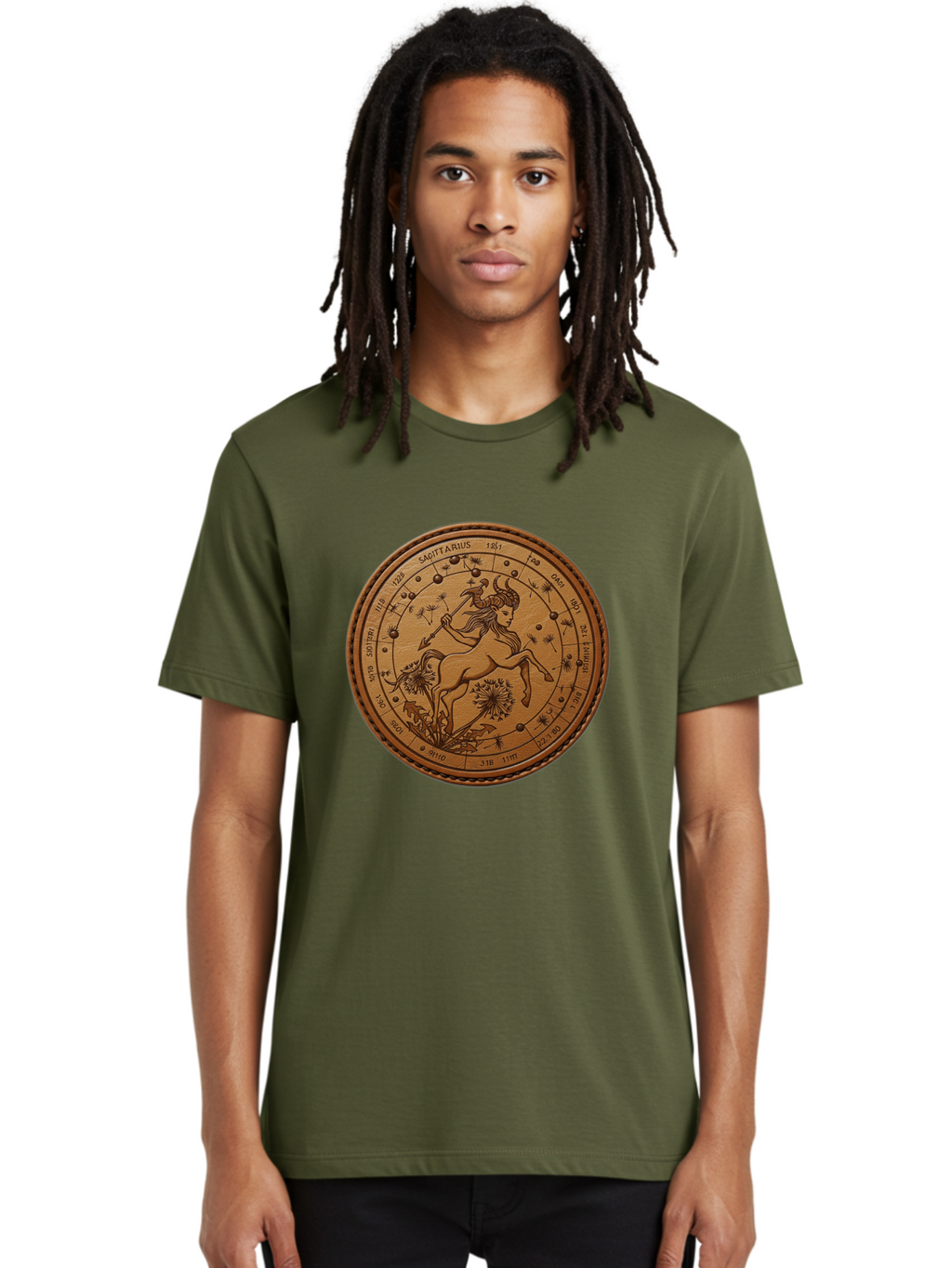 Sagittarius Men'S Graphic Tee, 100% Cotton, Comfortable Casual Summer Wear, Machine Washable, Sagittarius Zodiac Sign, Centaur Archer, Astrology Symbol, Horoscope Illustration, Dandelion Flowers, Celestial Map, Ancient Mythology, Mystical Art Bae263