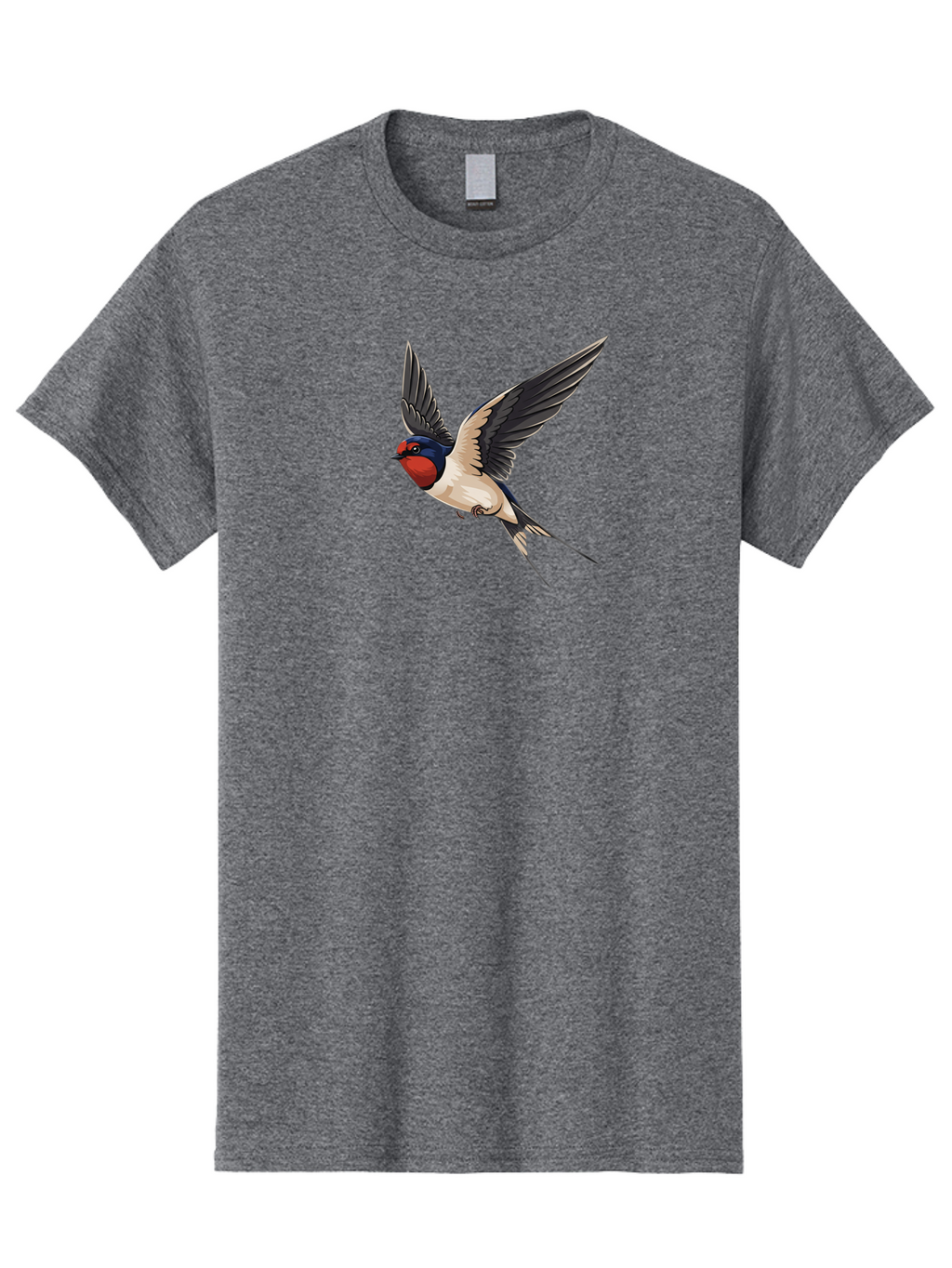 Swallow-Bird-In-Flight Men'S Graphic Tee, 100% Cotton, Comfortable Casual Summer Wear, Machine Washable, Swallow Bird In Flight, Red Face, Blue Head, White Belly, Black Wings, Bird Species, Wildlife Illustration, Flying Bird, Animal Art Bae293