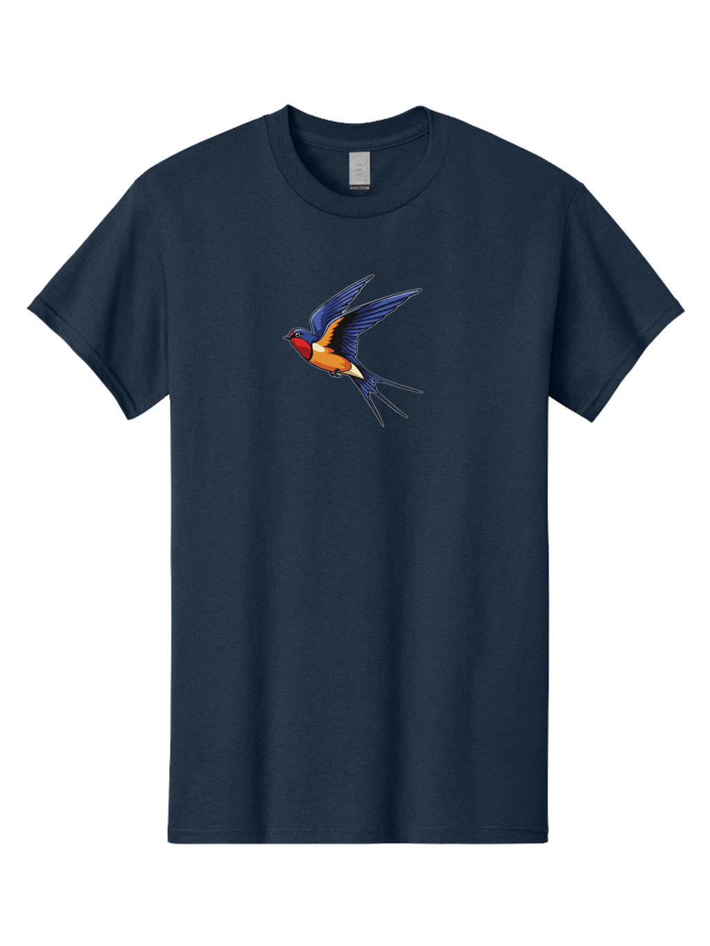Swallow-In-Flight Men'S Graphic Tee, 100% Cotton, Comfortable Casual Summer Wear, Machine Washable, Barn Swallow In Flight, Colorful Bird, Blue Wings, Orange Belly, Red Face, Wildlife Illustration, Bird Watching, Migratory Bird, Nature Art Bae298