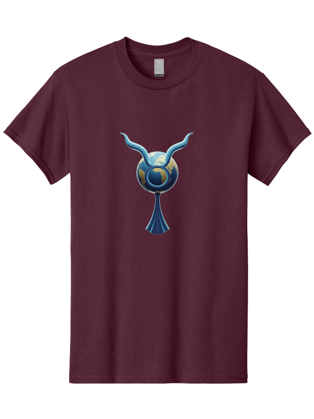 Taurus-1 Men'S Graphic Tee, 100% Cotton, Comfortable Casual Summer Wear, Machine Washable, Taurus Zodiac Sign, Astrological Symbol, Earthy Tone, Blue And Gold Globe, Flowing Design, Abstract Art, Horoscope, Horoscope Symbol, Astrology, Bae302
