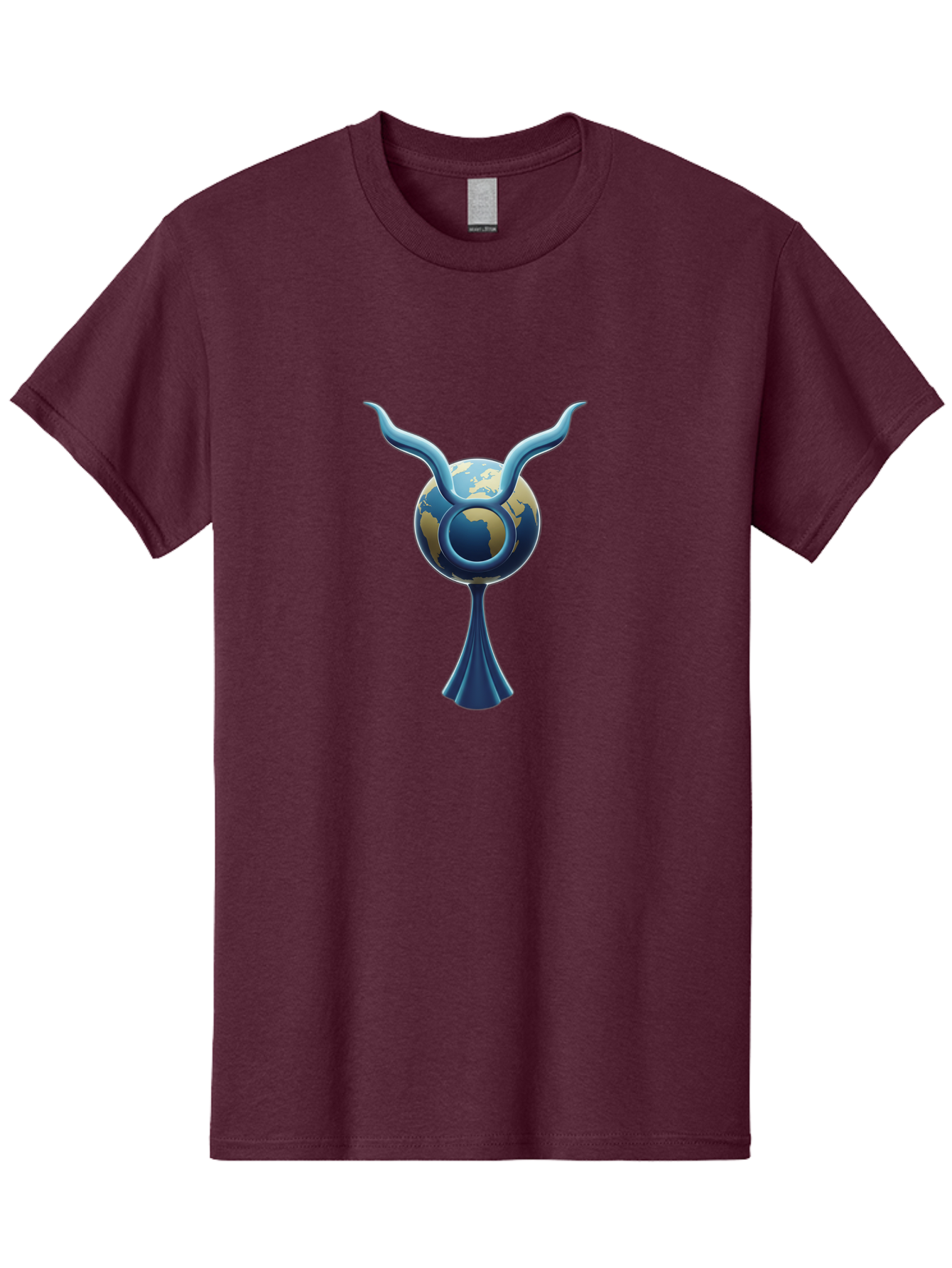 Taurus-1 Men'S Graphic Tee, 100% Cotton, Comfortable Casual Summer Wear, Machine Washable, Taurus Zodiac Sign, Astrological Symbol, Earthy Tone, Blue And Gold Globe, Flowing Design, Abstract Art, Horoscope, Horoscope Symbol, Astrology, Bae302