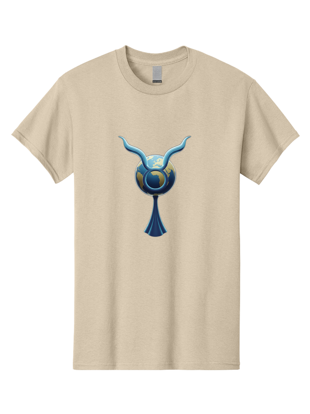 Taurus-1 Men'S Graphic Tee, 100% Cotton, Comfortable Casual Summer Wear, Machine Washable, Taurus Zodiac Sign, Astrological Symbol, Earthy Tone, Blue And Gold Globe, Flowing Design, Abstract Art, Horoscope, Horoscope Symbol, Astrology, Bae302