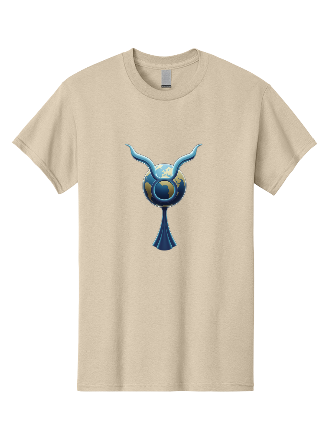 Taurus-1 Men'S Graphic Tee, 100% Cotton, Comfortable Casual Summer Wear, Machine Washable, Taurus Zodiac Sign, Astrological Symbol, Earthy Tone, Blue And Gold Globe, Flowing Design, Abstract Art, Horoscope, Horoscope Symbol, Astrology, Bae302