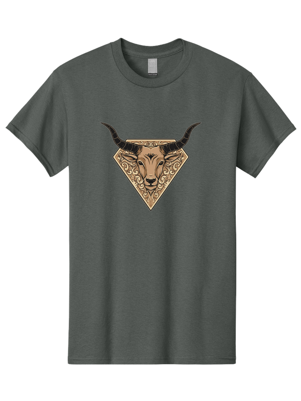 Taurus-Zodiac Men'S Graphic Tee, 100% Cotton, Comfortable Casual Summer Wear, Machine Washable, Taurus Bull, Zodiac Sign, Astrology Symbol, Bull Head, Ornate Design, Vintage Illustration, Esoteric Art, Horoscope Icon Bae305