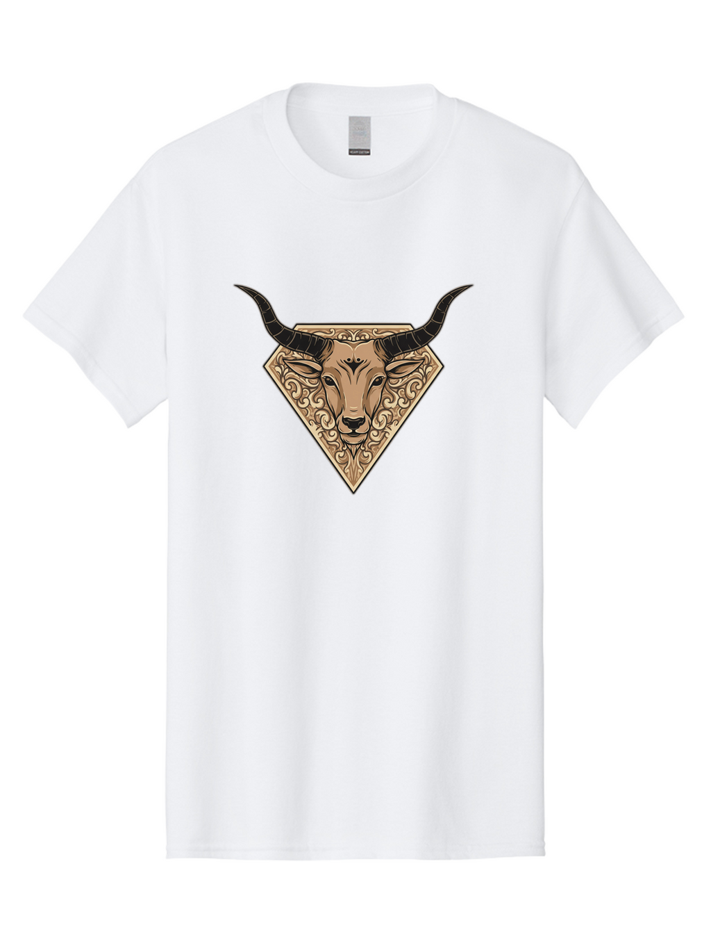 Taurus-Zodiac Men'S Graphic Tee, 100% Cotton, Comfortable Casual Summer Wear, Machine Washable, Taurus Bull, Zodiac Sign, Astrology Symbol, Bull Head, Ornate Design, Vintage Illustration, Esoteric Art, Horoscope Icon Bae305