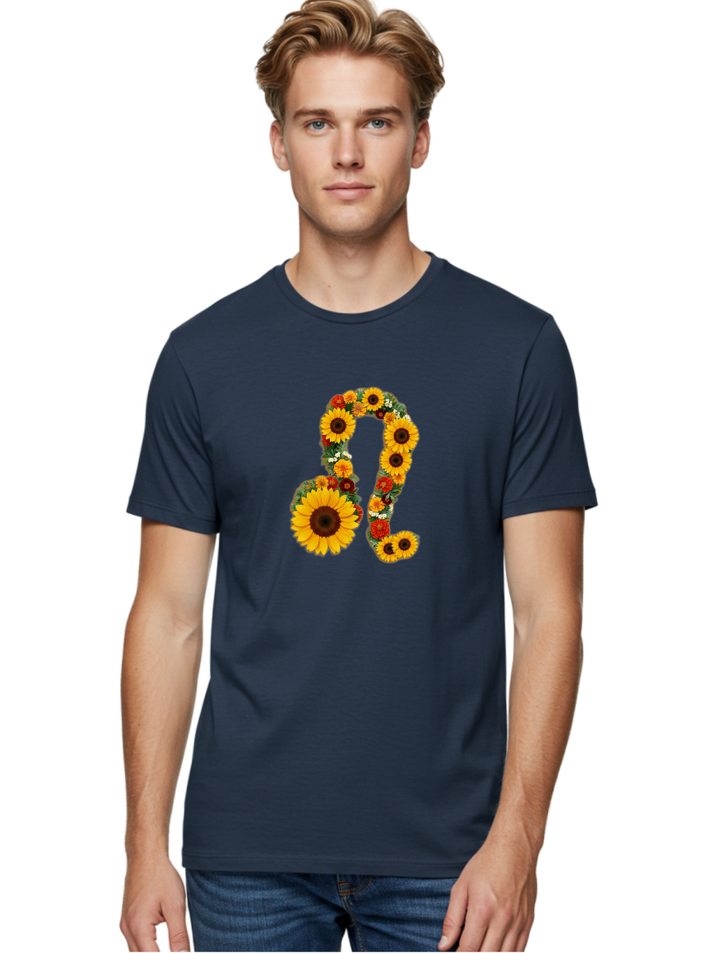 Treble-Clef Men'S Graphic Tee, 100% Cotton, Comfortable Casual Summer Wear, Machine Washable, Sunflowers, Floral Arrangement, Musical Notes, G Clef Symbol, Music Art, Flowers, Creative Typography, Music Lovers, Floral Design, Harmony, Symphony Bae307
