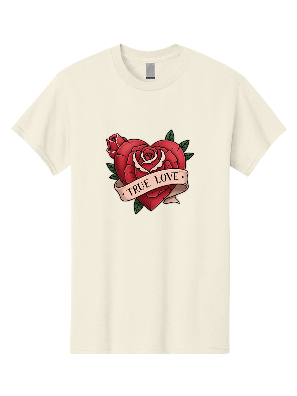 True-Love-9 Men'S Graphic Tee, 100% Cotton, Comfortable Casual Summer Wear, Machine Washable, Red Roses, True Love Banner, Vintage Tattoo Style, Symbolic Love, Classic Romance, Elegant Design, Beautiful Flowers, Floral Art Bae318