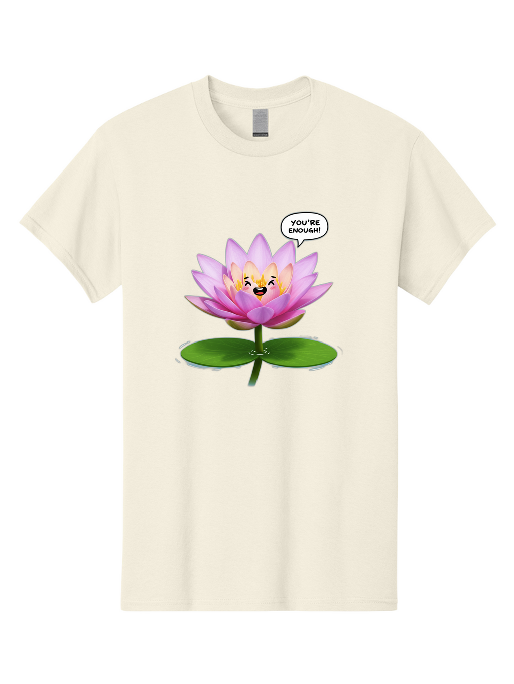 You-Re-Enough-Flower Men'S Graphic Tee, 100% Cotton, Comfortable Casual Summer Wear, Machine Washable, Lotus Flower, Inspirational Quote, Positive Affirmation, Self-Love, Motivational Message, You'Re Enough, Emotional Support, Mental Wellness Bae330