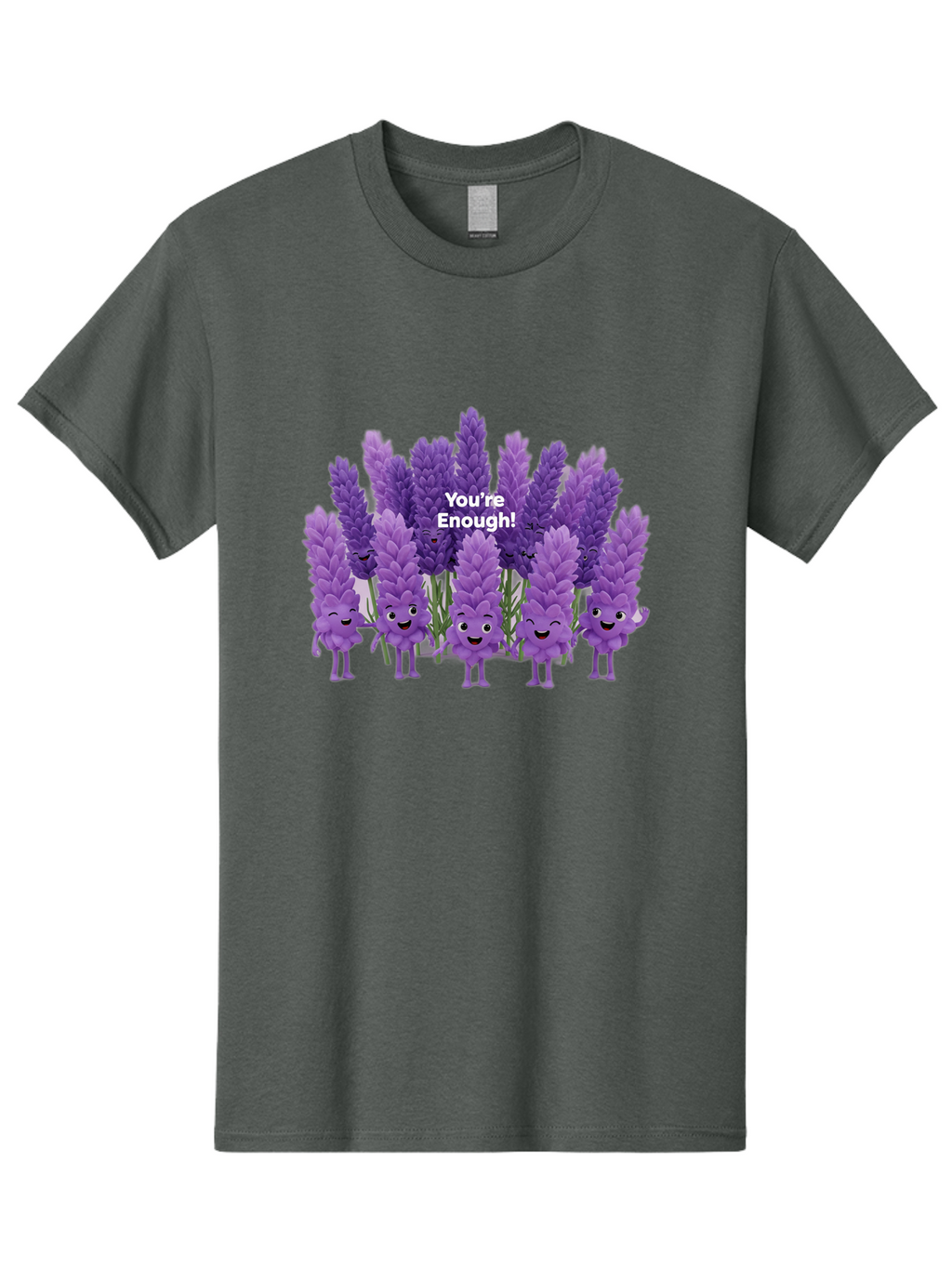 You-Re-Enough-Lavender Men'S Graphic Tee, 100% Cotton, Comfortable Casual Summer Wear, Machine Washable, Lavender Flowers, Happy Cartoon Characters, Purple Blooms, Positive Affirmation, You'Re Enough, Self Love, Mental Wellness, Happy Faces Bae331