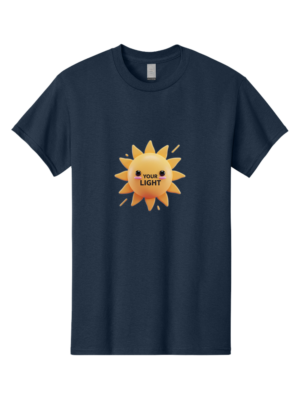 Your-Light-1 Men'S Graphic Tee, 100% Cotton, Comfortable Casual Summer Wear, Machine Washable, Smiling Sun, Positive Vibes, Happy Face, Inspirational Quote, Motivational Message, Inner Light, Warm Personality Bae334