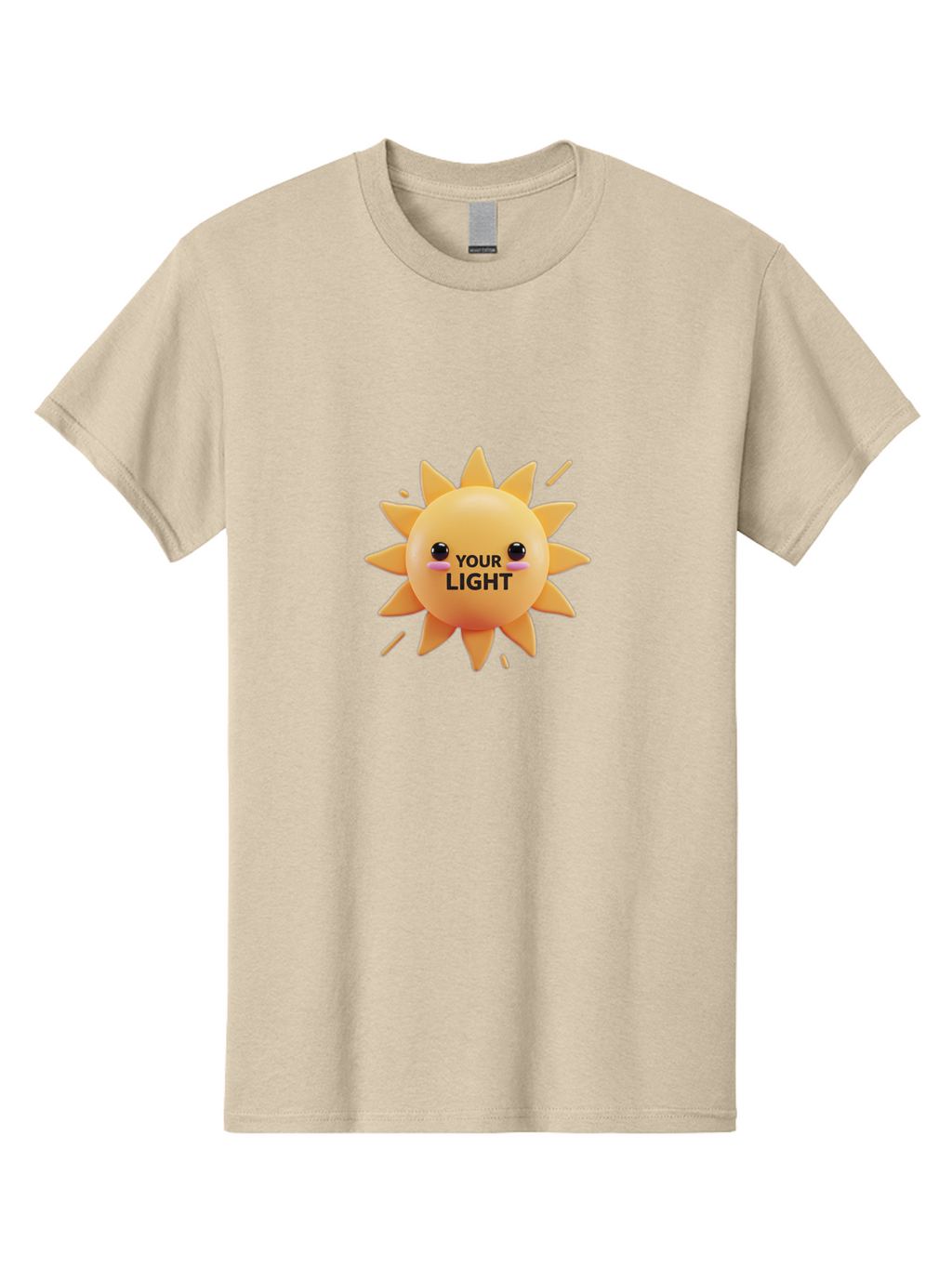 Your-Light-1 Men'S Graphic Tee, 100% Cotton, Comfortable Casual Summer Wear, Machine Washable, Smiling Sun, Positive Vibes, Happy Face, Inspirational Quote, Motivational Message, Inner Light, Warm Personality Bae334