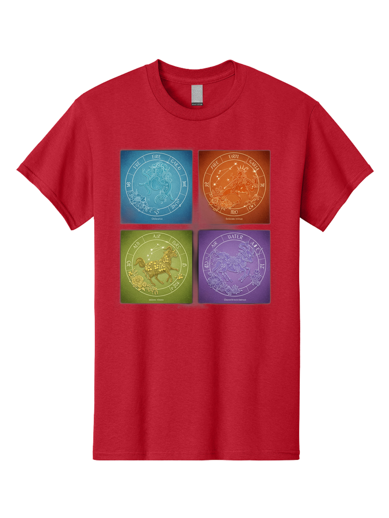 Zodiac-Signs Men'S Graphic Tee, 100% Cotton, Comfortable Casual Summer Wear, Machine Washable, Zodiac Signs, Astrological Elements, Fire, Earth, Air, Water, Horoscope Symbols, Celestial Bodies, Astrology Charts, Mystical Art Bae342