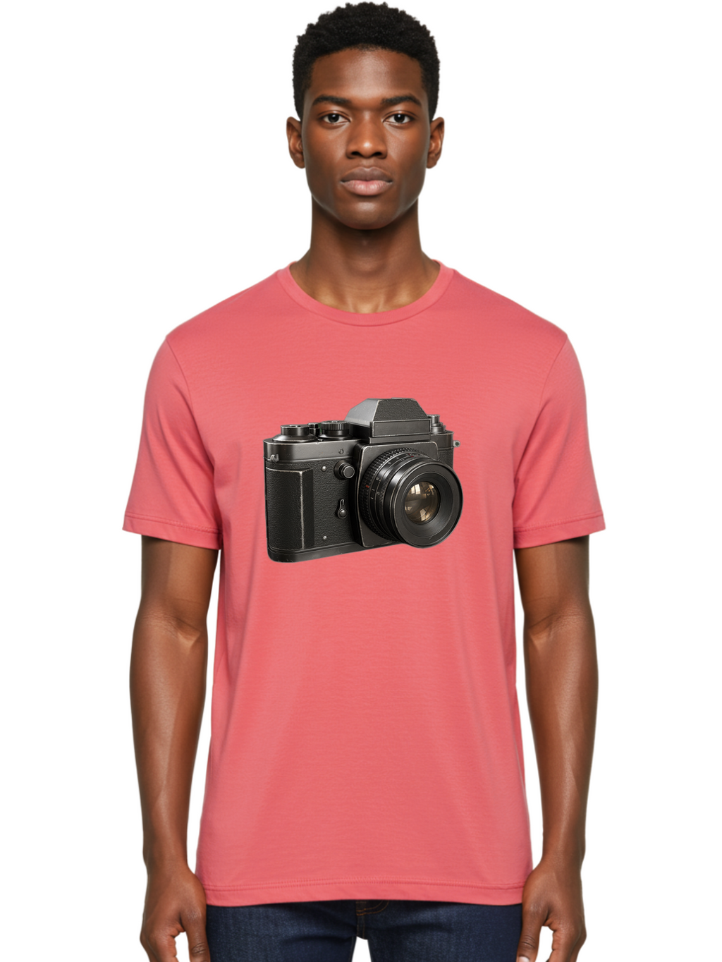 35Mm-Film-Camera Men'S Graphic Tee, 100% Cotton, Comfortable Casual Summer Wear, Machine Washable, Vintage Camera, Retro Photography, Classic Camera Design, Black Camera Body, Camera Lens, Photography Equipment, Analog Camera, Film Camera, Bae346