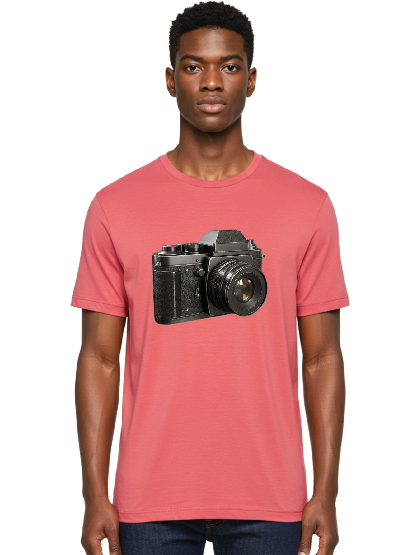 35Mm-Film-Camera Men'S Graphic Tee, 100% Cotton, Comfortable Casual Summer Wear, Machine Washable, Vintage Camera, Retro Photography, Classic Camera Design, Black Camera Body, Camera Lens, Photography Equipment, Analog Camera, Film Camera, Bae346