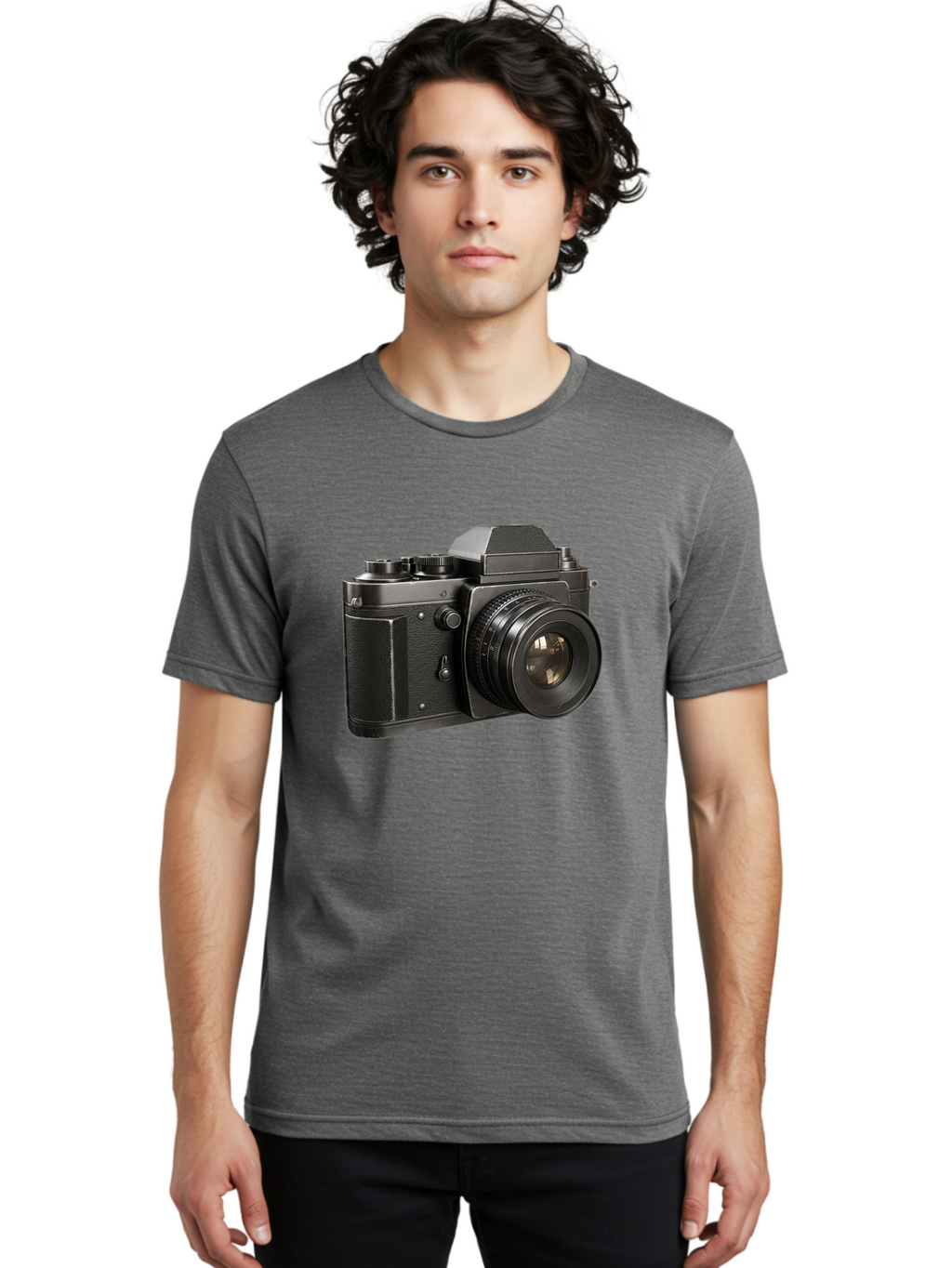 35Mm-Film-Camera Men'S Graphic Tee, 100% Cotton, Comfortable Casual Summer Wear, Machine Washable, Vintage Camera, Retro Photography, Classic Camera Design, Black Camera Body, Camera Lens, Photography Equipment, Analog Camera, Film Camera, Bae346