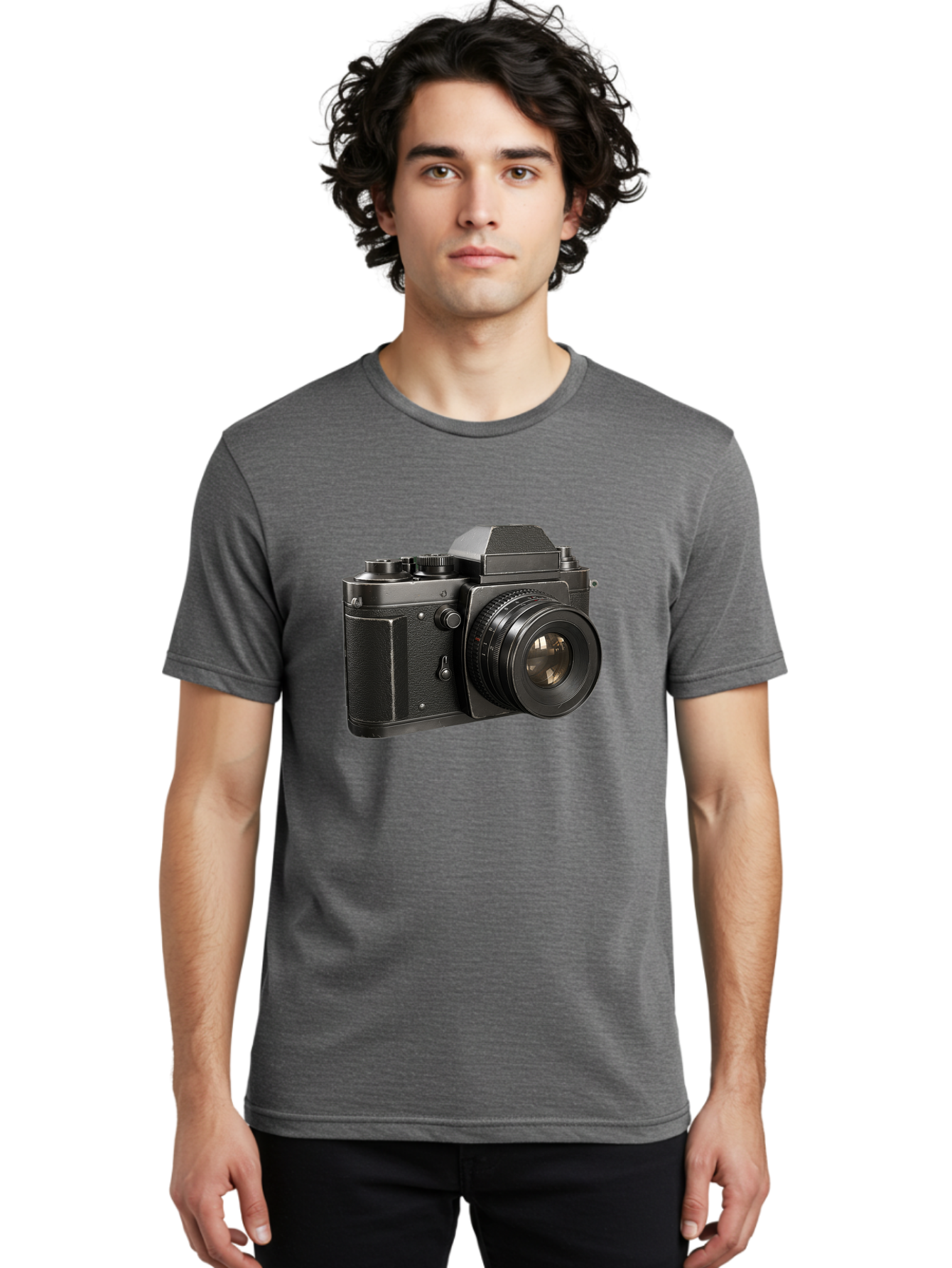 35Mm-Film-Camera Men'S Graphic Tee, 100% Cotton, Comfortable Casual Summer Wear, Machine Washable, Vintage Camera, Retro Photography, Classic Camera Design, Black Camera Body, Camera Lens, Photography Equipment, Analog Camera, Film Camera, Bae346