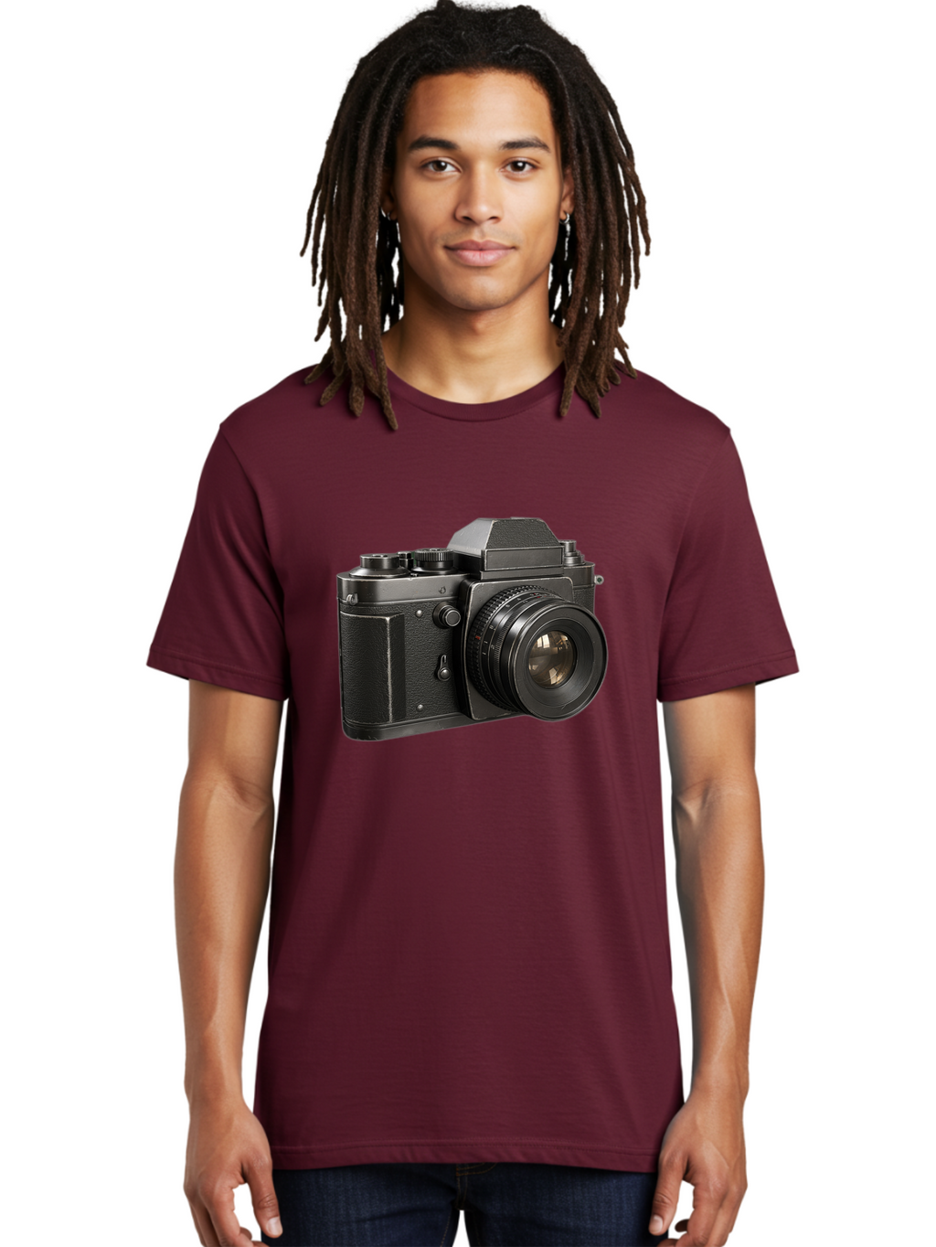 35Mm-Film-Camera Men'S Graphic Tee, 100% Cotton, Comfortable Casual Summer Wear, Machine Washable, Vintage Camera, Retro Photography, Classic Camera Design, Black Camera Body, Camera Lens, Photography Equipment, Analog Camera, Film Camera, Bae346