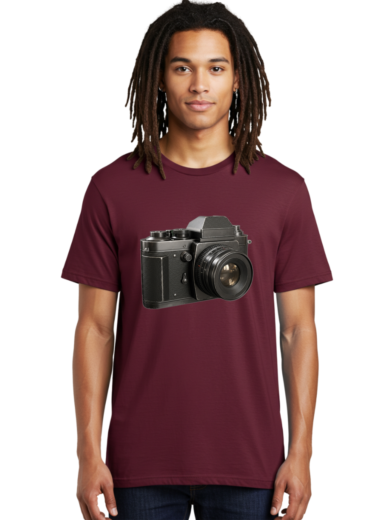 35Mm-Film-Camera Men'S Graphic Tee, 100% Cotton, Comfortable Casual Summer Wear, Machine Washable, Vintage Camera, Retro Photography, Classic Camera Design, Black Camera Body, Camera Lens, Photography Equipment, Analog Camera, Film Camera, Bae346
