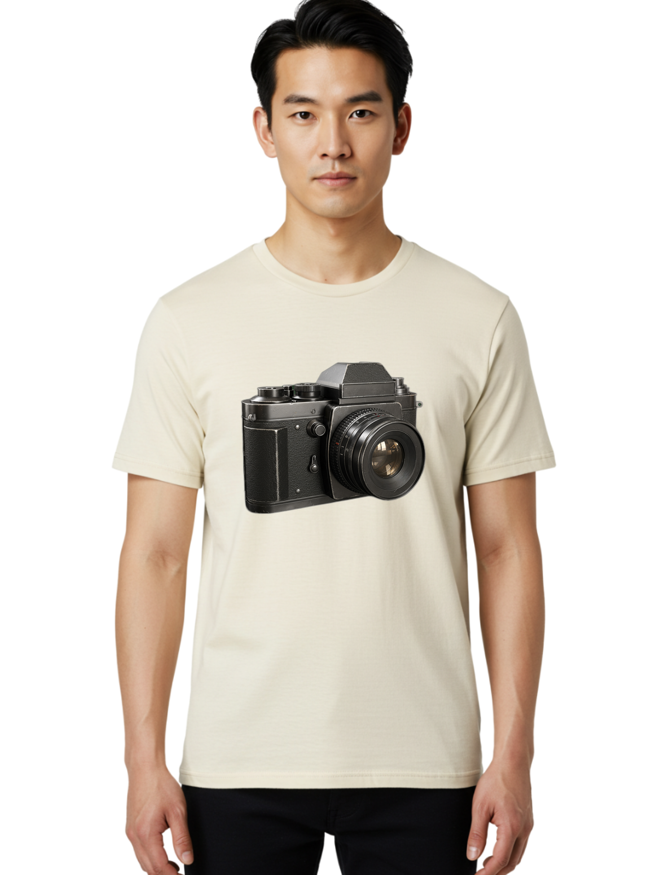 35Mm-Film-Camera Men'S Graphic Tee, 100% Cotton, Comfortable Casual Summer Wear, Machine Washable, Vintage Camera, Retro Photography, Classic Camera Design, Black Camera Body, Camera Lens, Photography Equipment, Analog Camera, Film Camera, Bae346