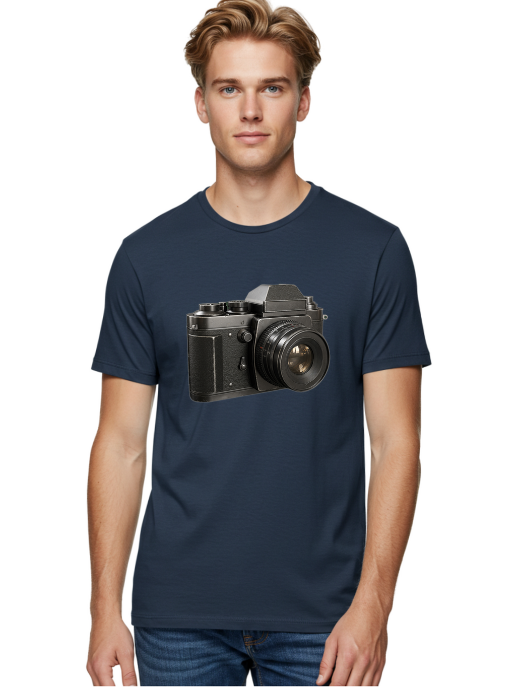 35Mm-Film-Camera Men'S Graphic Tee, 100% Cotton, Comfortable Casual Summer Wear, Machine Washable, Vintage Camera, Retro Photography, Classic Camera Design, Black Camera Body, Camera Lens, Photography Equipment, Analog Camera, Film Camera, Bae346