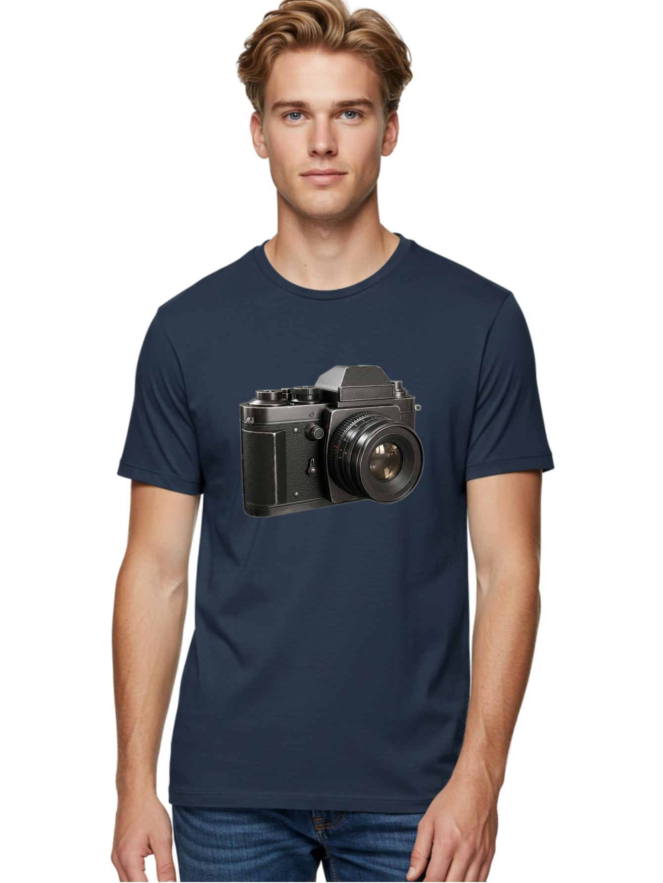35Mm-Film-Camera Men'S Graphic Tee, 100% Cotton, Comfortable Casual Summer Wear, Machine Washable, Vintage Camera, Retro Photography, Classic Camera Design, Black Camera Body, Camera Lens, Photography Equipment, Analog Camera, Film Camera, Bae346