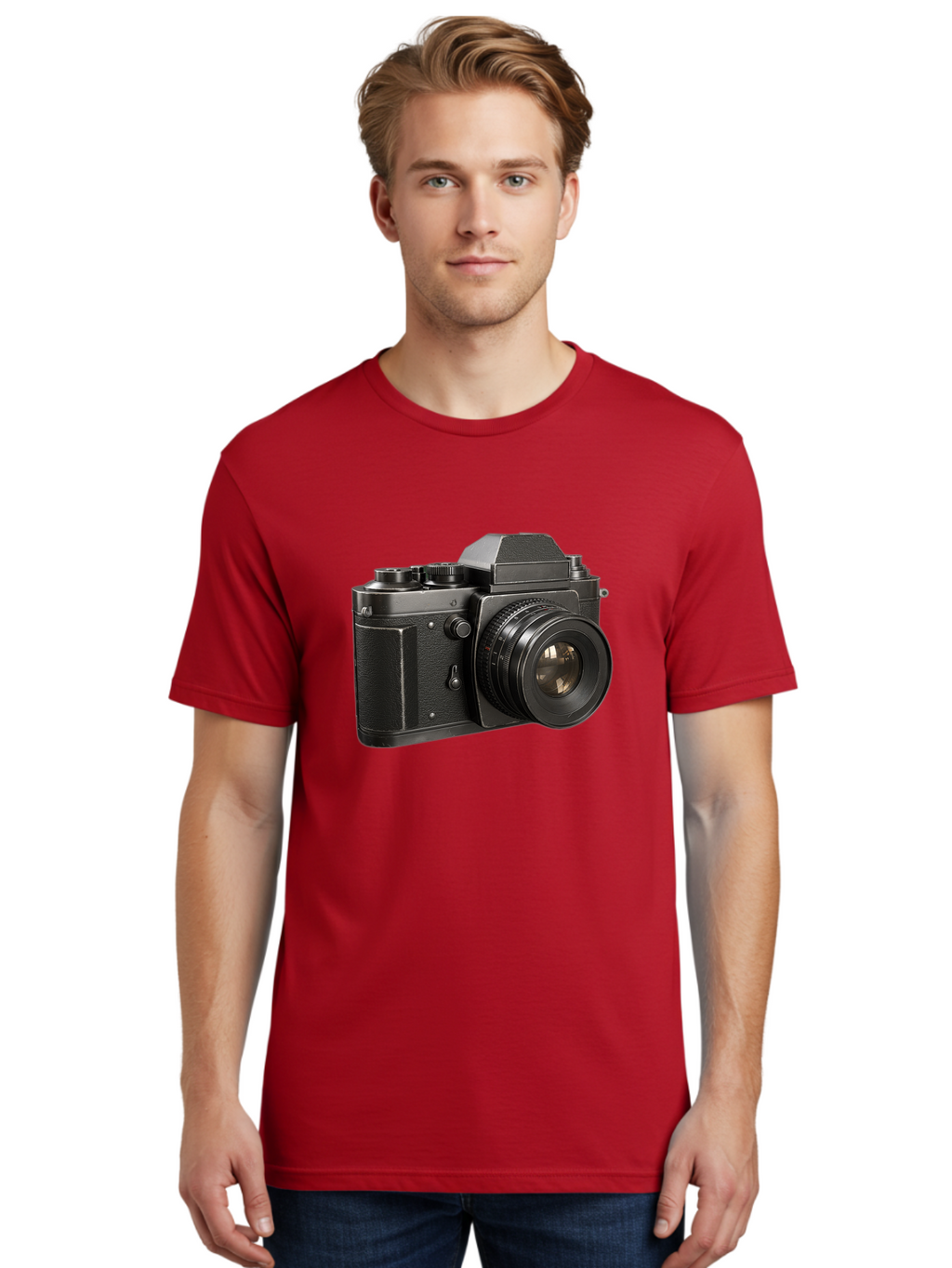 35Mm-Film-Camera Men'S Graphic Tee, 100% Cotton, Comfortable Casual Summer Wear, Machine Washable, Vintage Camera, Retro Photography, Classic Camera Design, Black Camera Body, Camera Lens, Photography Equipment, Analog Camera, Film Camera, Bae346