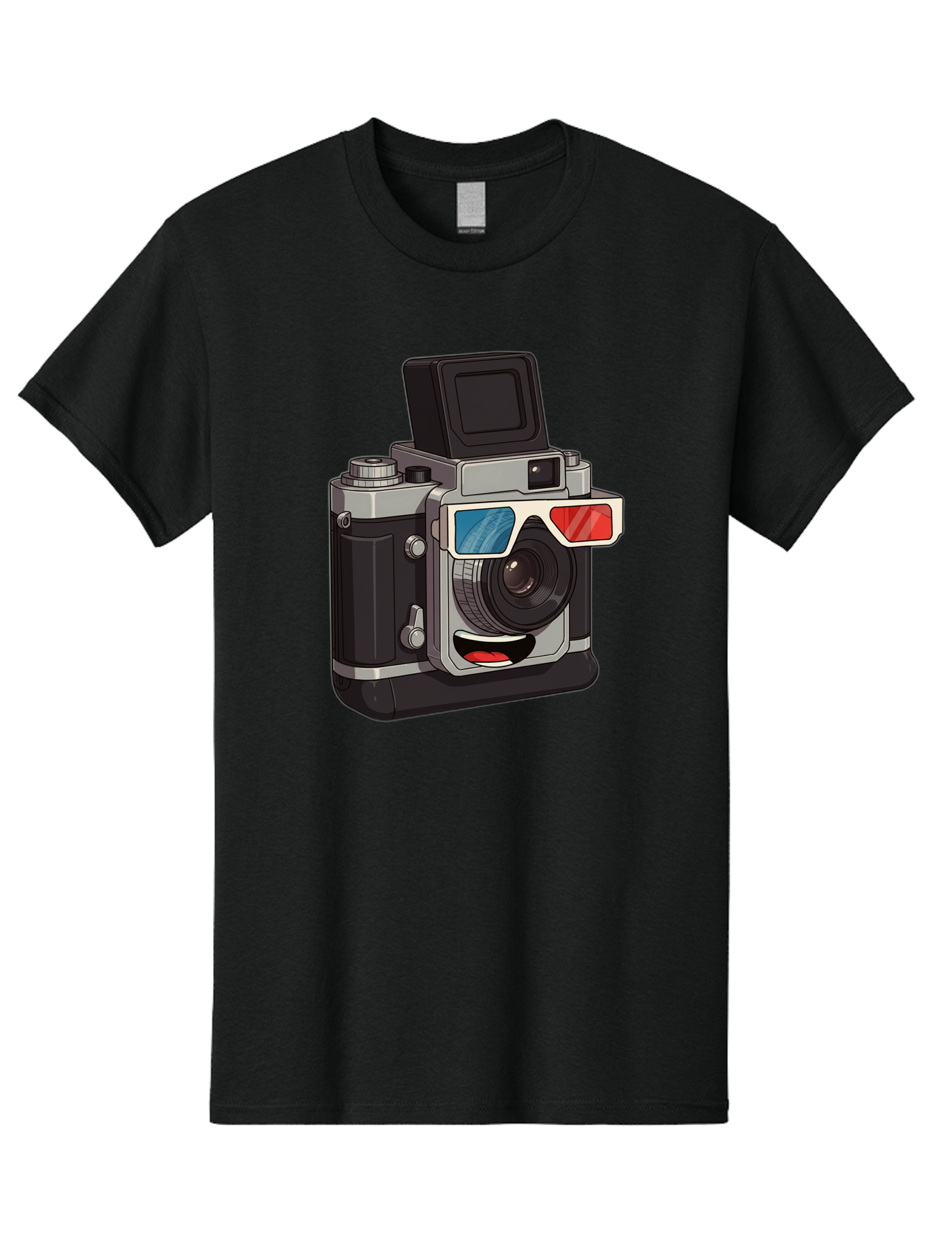 3D-Camera Men'S Graphic Tee, 100% Cotton, Comfortable Casual Summer Wear, Machine Washable, Vintage Camera, 3D Glasses, Retro Style, Cartoon Character, Photography Equipment, Nostalgic Feel, Funky Accessories, Camera Lens Bae347