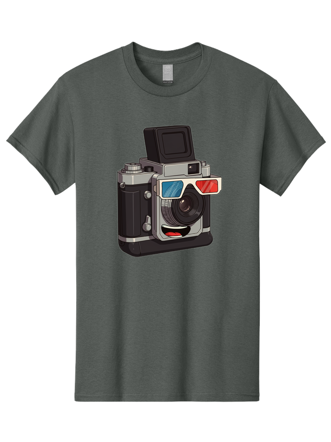 3D-Camera Men'S Graphic Tee, 100% Cotton, Comfortable Casual Summer Wear, Machine Washable, Vintage Camera, 3D Glasses, Retro Style, Cartoon Character, Photography Equipment, Nostalgic Feel, Funky Accessories, Camera Lens Bae347