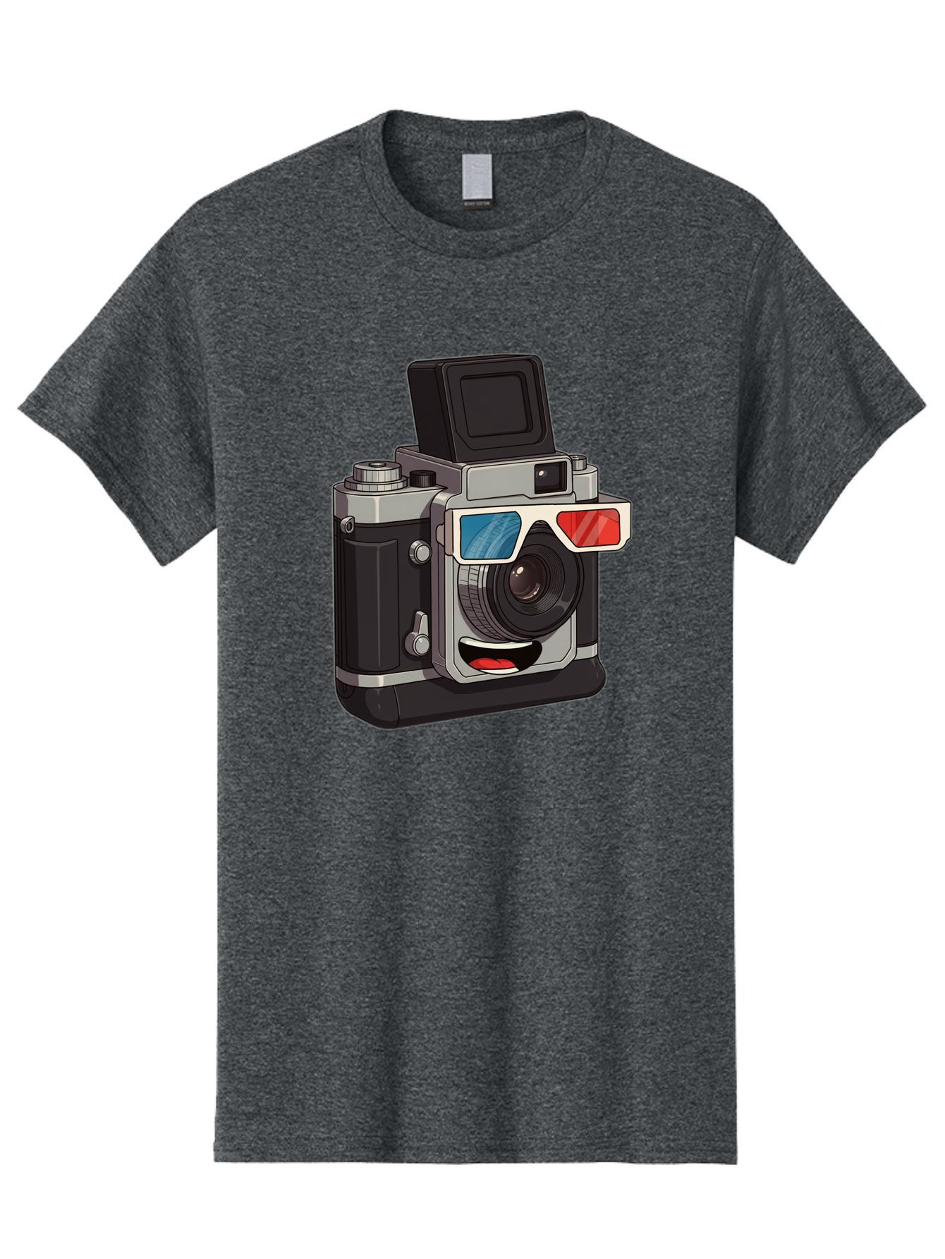 3D-Camera Men'S Graphic Tee, 100% Cotton, Comfortable Casual Summer Wear, Machine Washable, Vintage Camera, 3D Glasses, Retro Style, Cartoon Character, Photography Equipment, Nostalgic Feel, Funky Accessories, Camera Lens Bae347